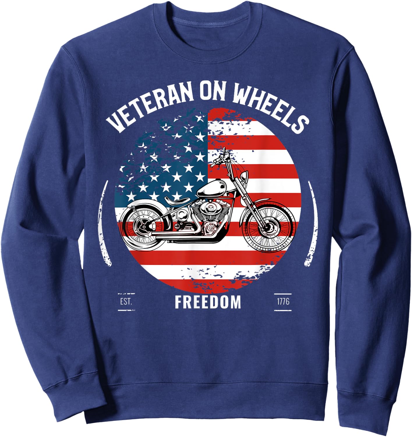 Military Veteran Biker Military Motorcycle Rider Gift Sweatshirt - Sweatshirt | Navy