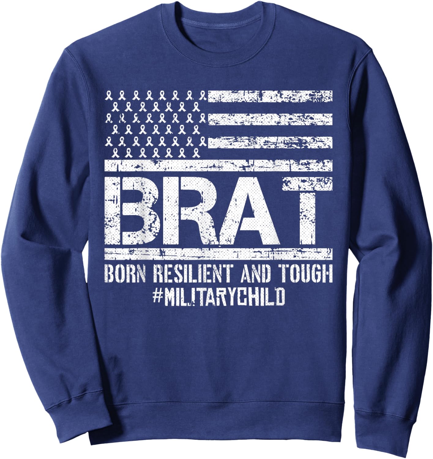 American Flag Month Of The Military Child Army Soldier Kids Sweatshirt - Sweatshirt | Navy