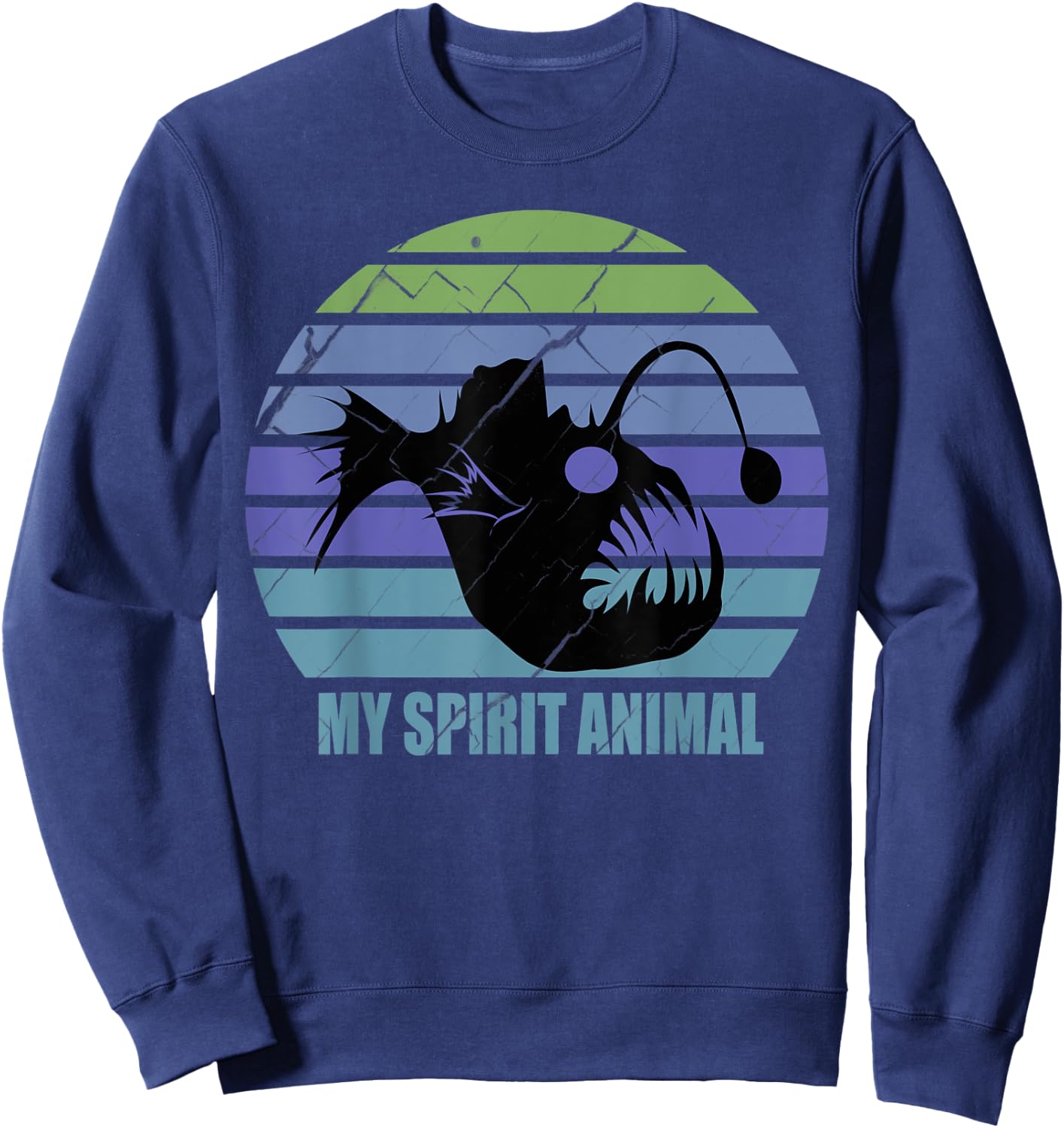 Funny Angler Fish My Spirit Animal Sarcastic Retro Vintage Sweatshirt - Sweatshirt | Navy