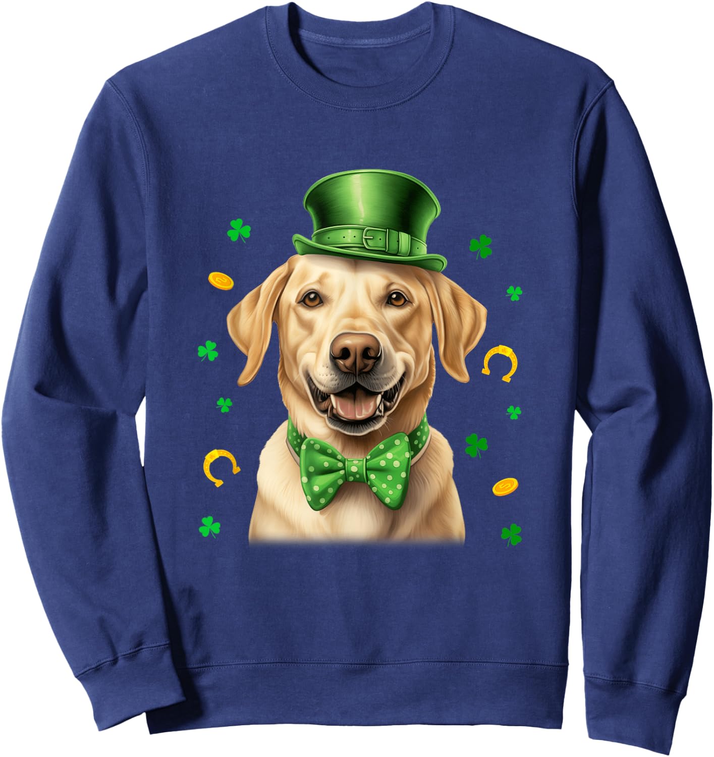 Labrador St Patricks Day Leprechaun Shamrock Irish Sweatshirt - Sweatshirt | Navy