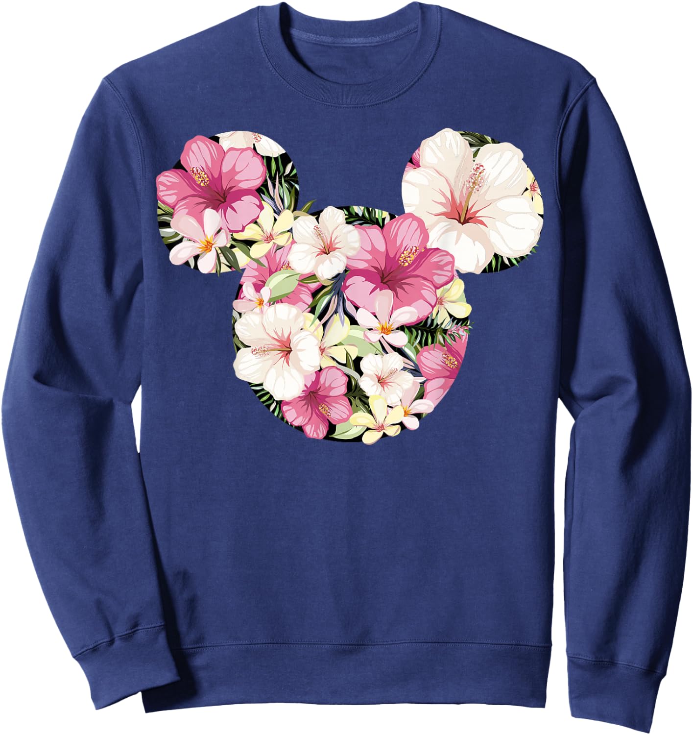 Disney Mickey and Friends Tropical Floral Print Silhouette Sweatshirt - Sweatshirt | Navy