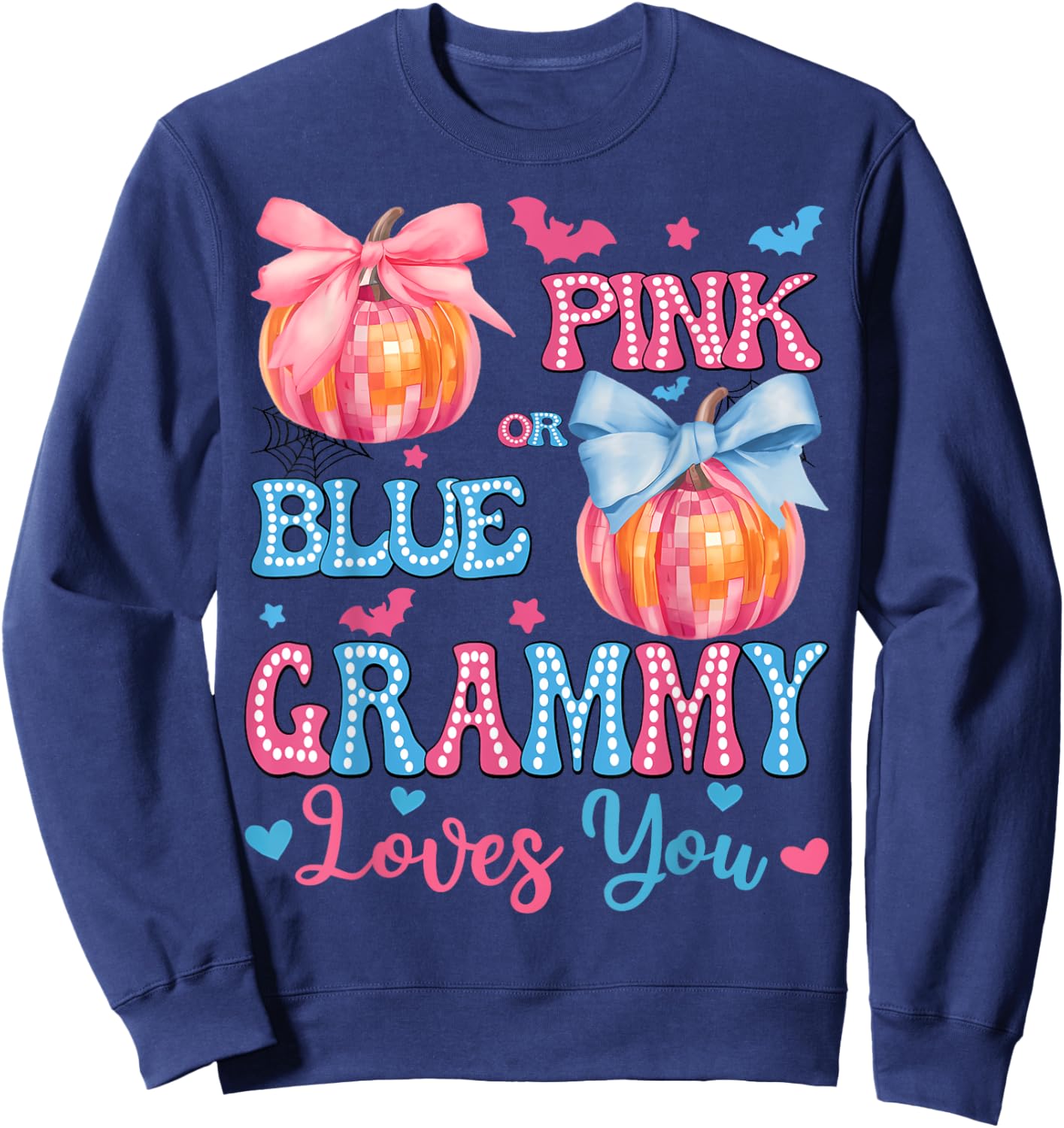 Pink or Blue Grammy Loves You Gender Reveal Halloween Sweatshirt - Sweatshirt | Navy