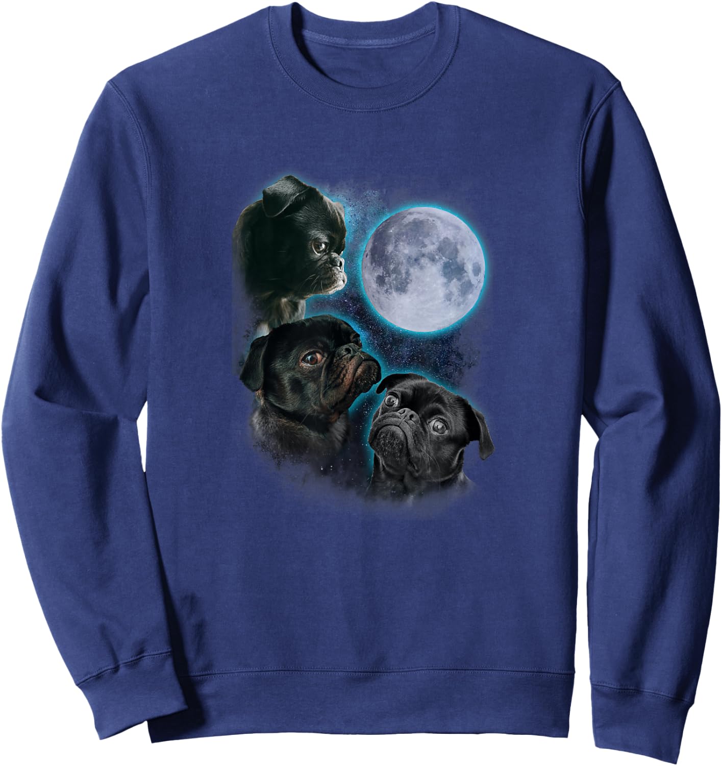 Three pug moon Sweatshirt - Sweatshirt | Navy