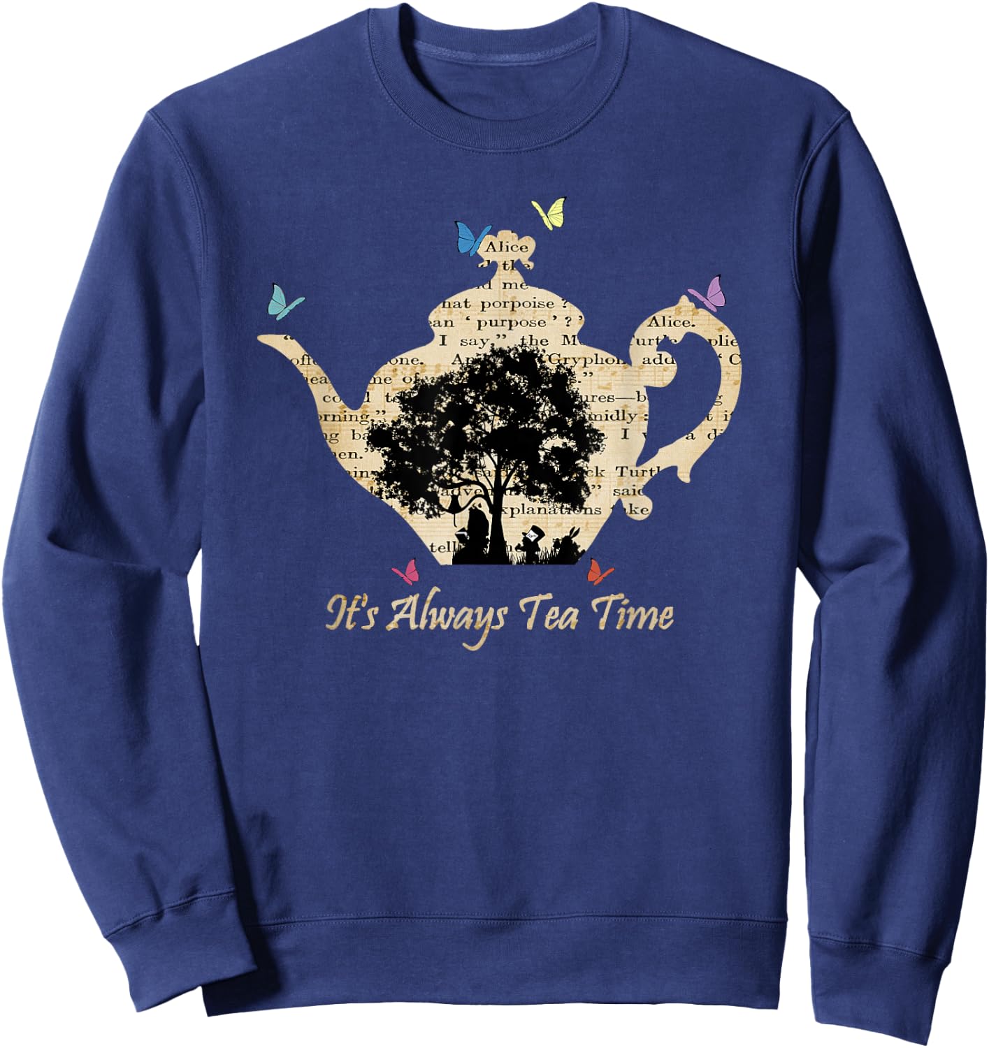 Alice in Wonderland Vintage Tea Time Sweatshirt - Sweatshirt | Navy