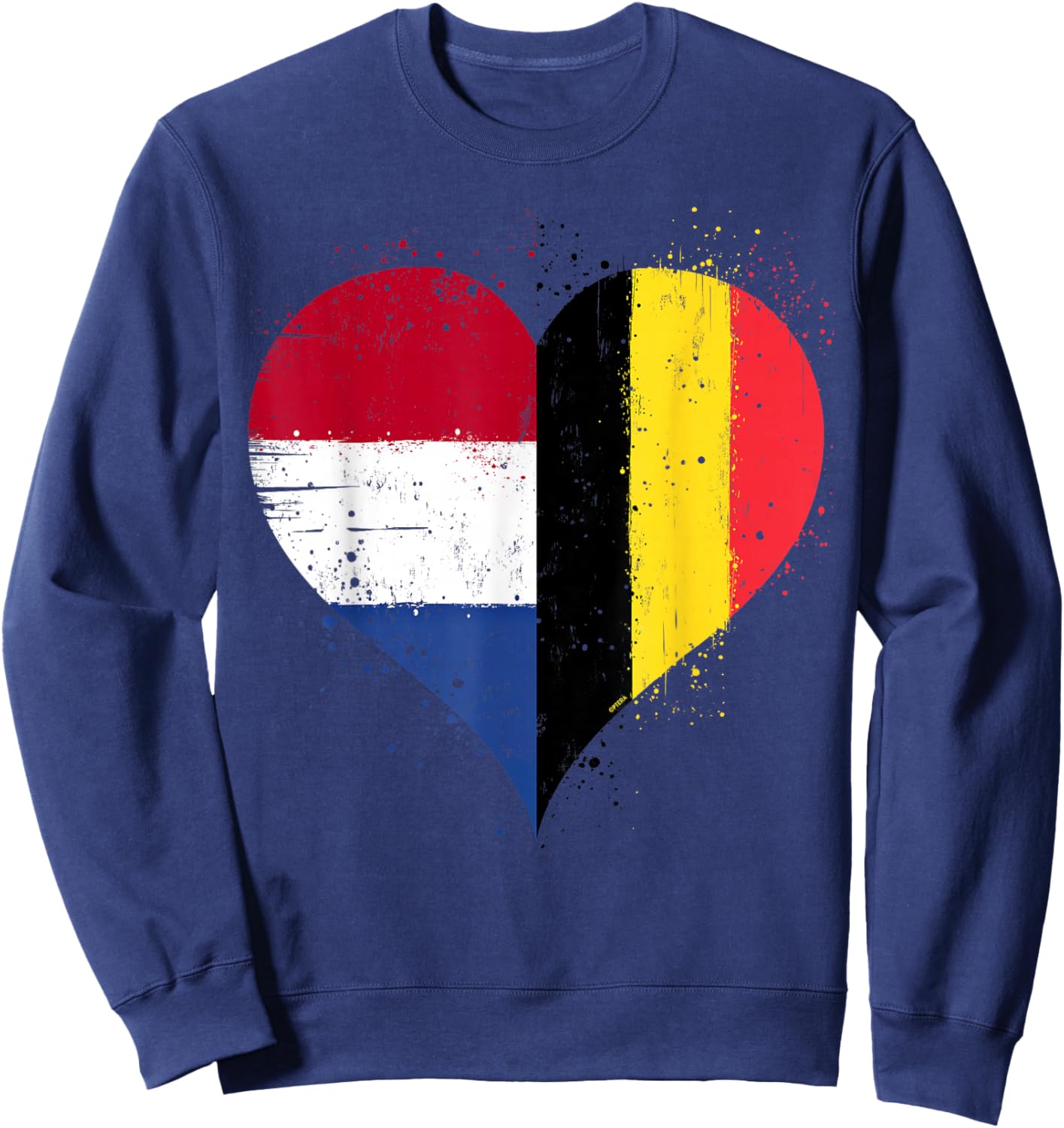 Cool Belgium Netherlands Flag Heart for Belgian Dutch Pride Sweatshirt - Sweatshirt | Navy