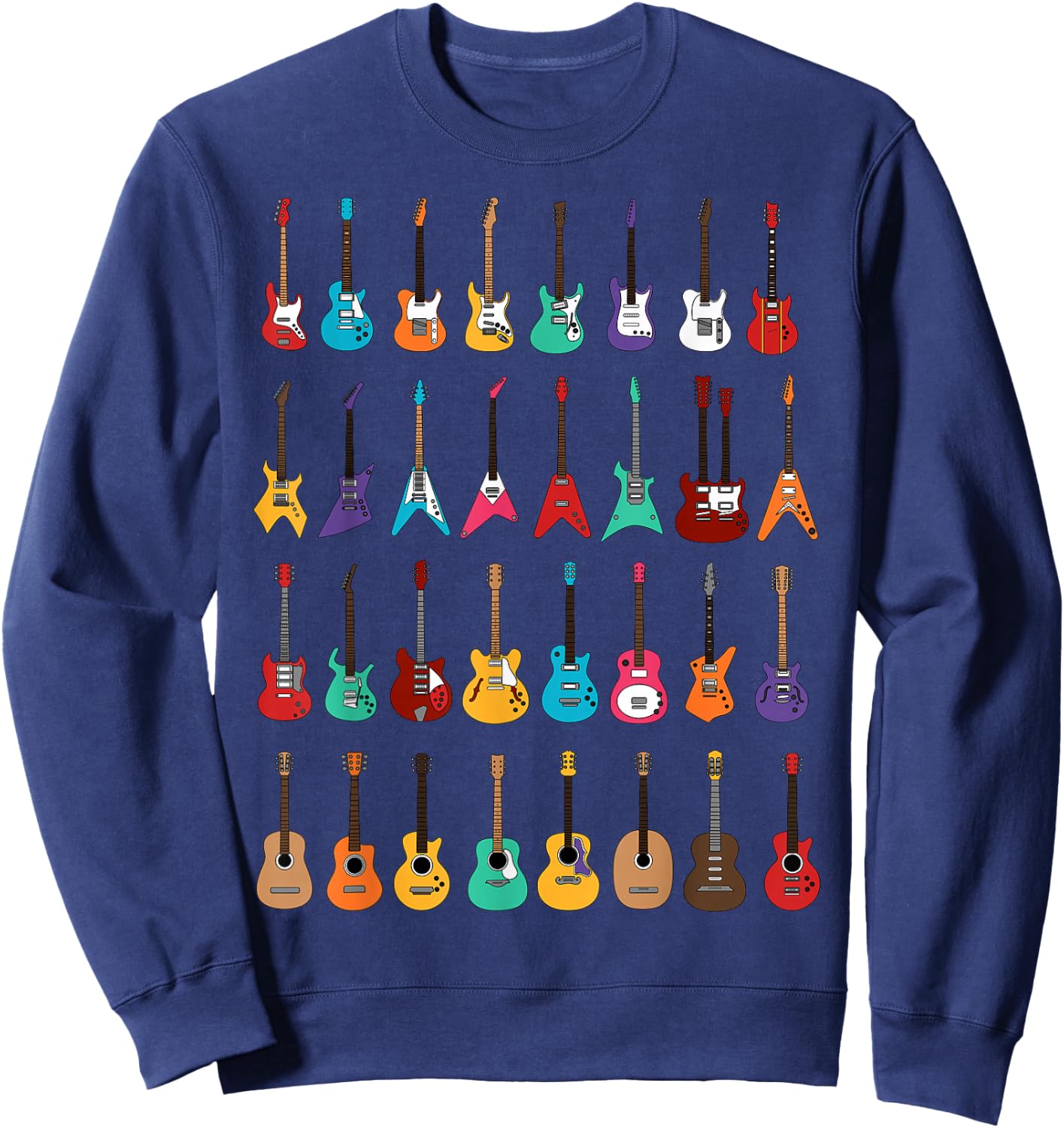 Funny Rock & Roll Guitars Cute Musical Instrument Gift Kids Sweatshirt - Sweatshirt | Navy