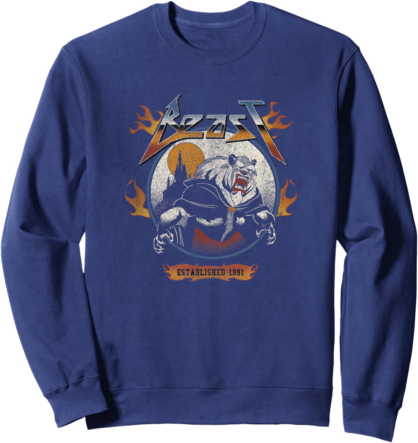 Disney Beauty And The Beast Beast Metal Circle Roar Sweatshirt - Sweatshirt | Navy