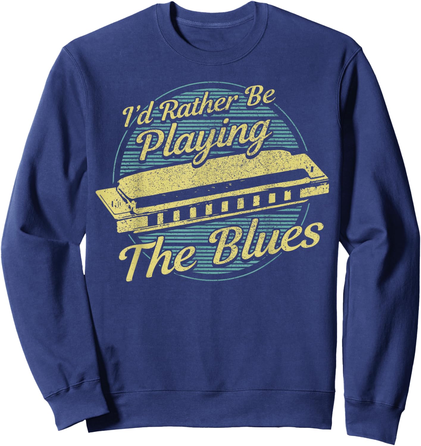 Blue Vintage Style Harmonica Sweatshirt - Sweatshirt | Navy