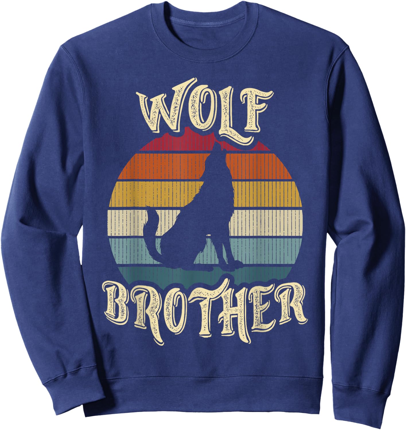 Wolf Brother Wolves Lover Vintage Funny Cute Pet Sweatshirt - Sweatshirt | Navy