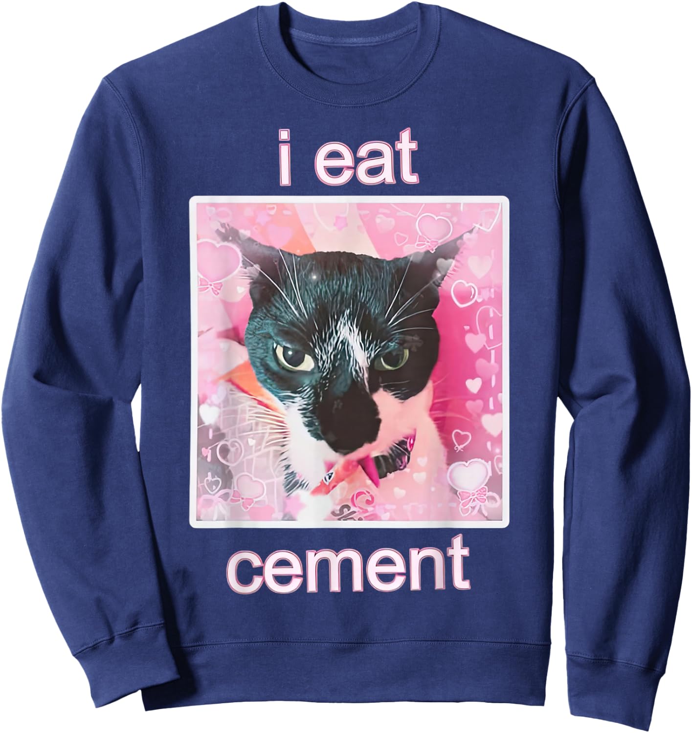 I Eat Cement Cat Funny Cat Sweatshirt - Sweatshirt | Navy