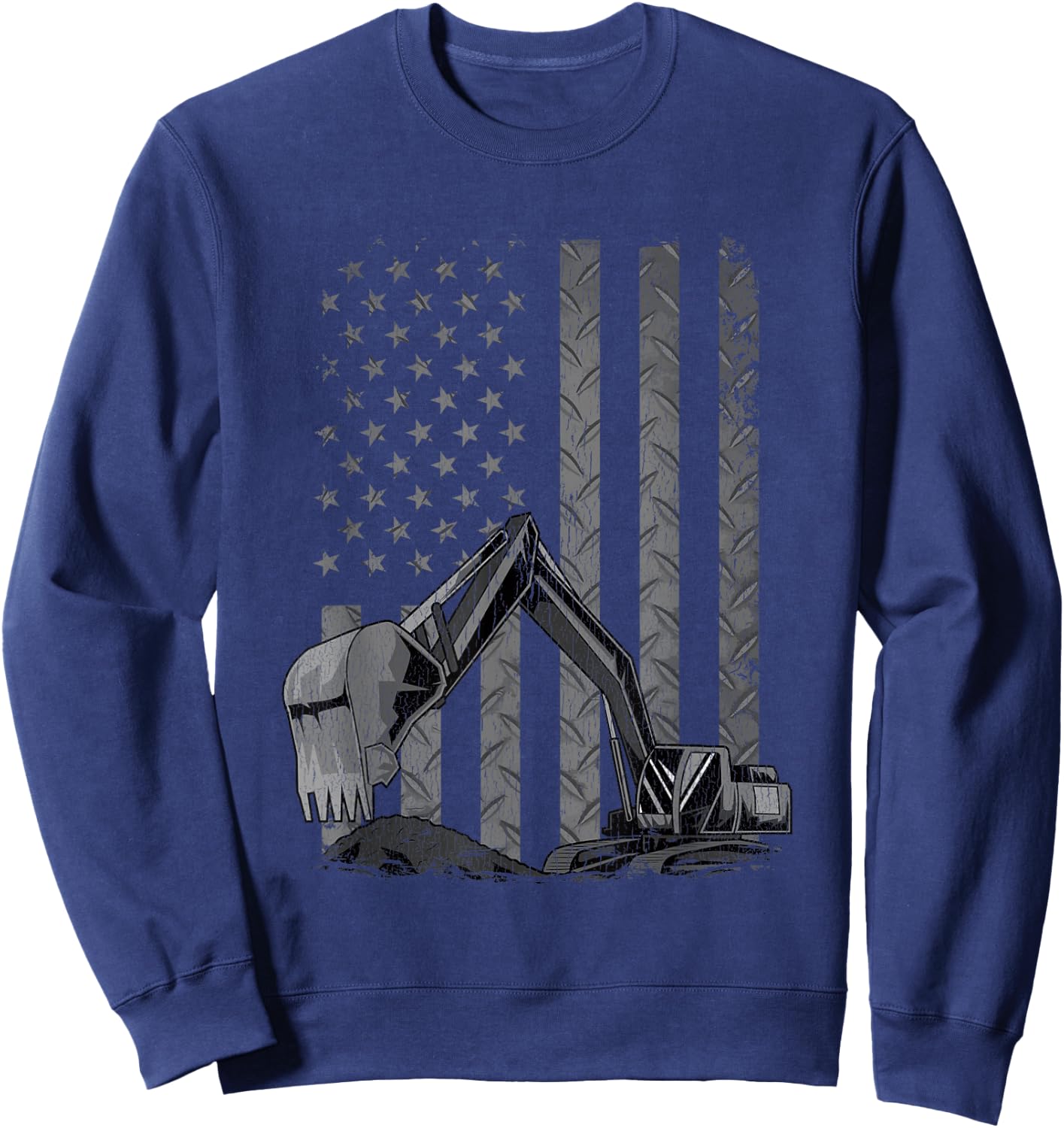 Patriotic Construction Worker Excavator Operator Digger Cool Sweatshirt - Sweatshirt | Navy