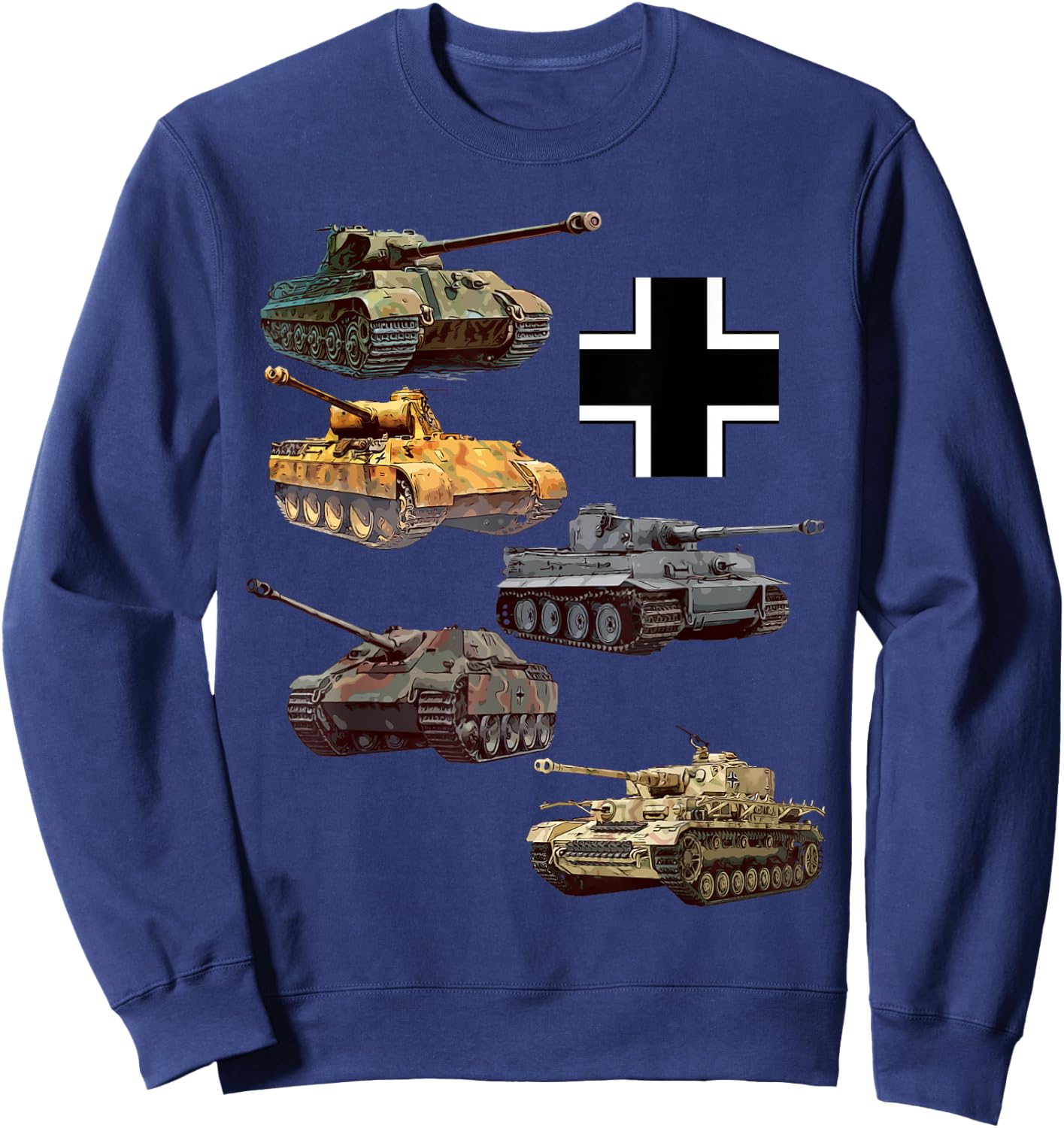 German Tanks WW2 V Panther Jagdpanther Tiger 1 Tiger 2 Sweatshirt - Sweatshirt | Navy