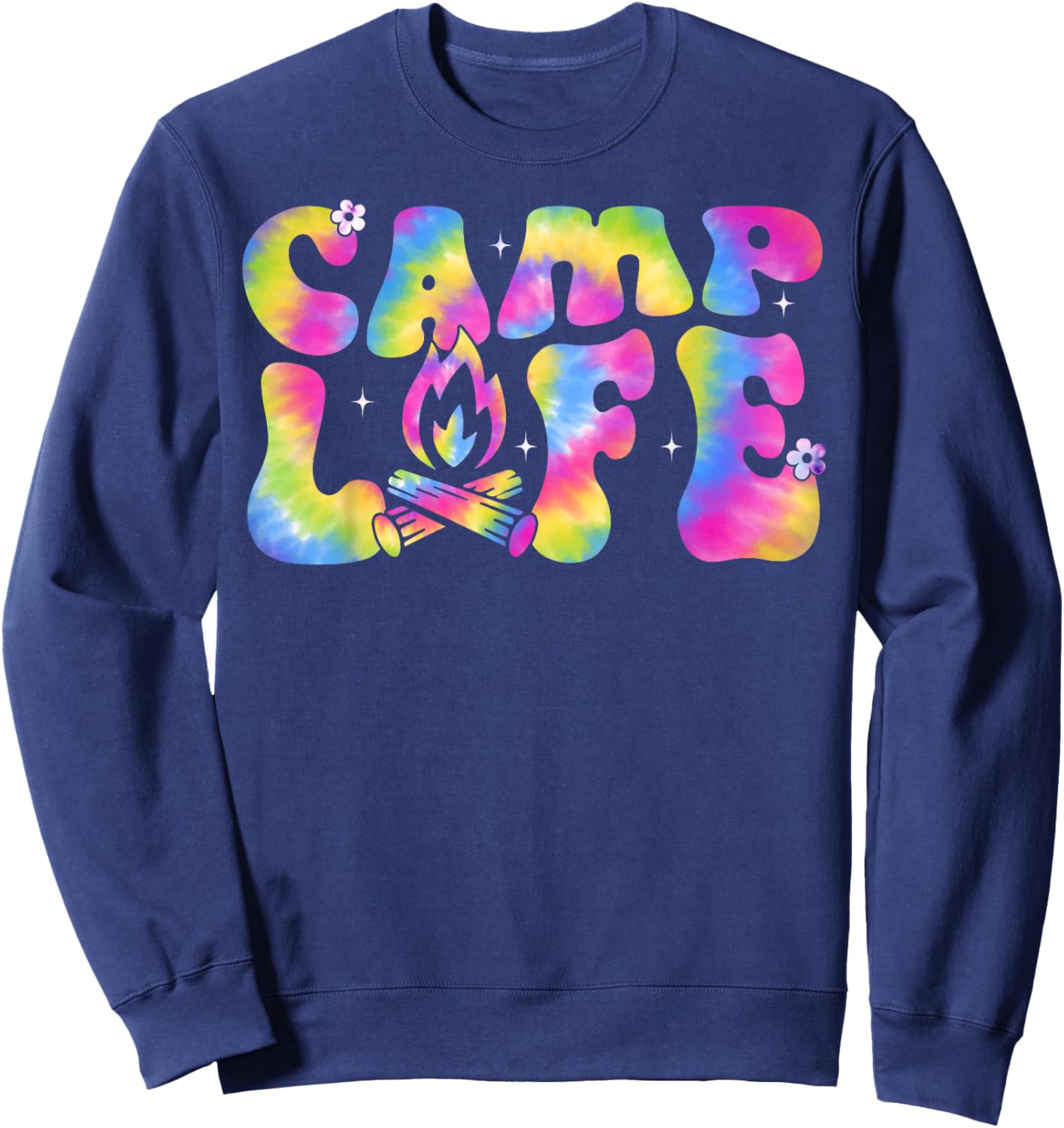 Summer Camp Life Camping Summer Tie Dye Groovy Men Women Sweatshirt - Sweatshirt | Navy