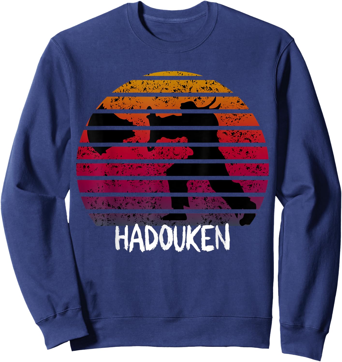 Retro Vintage Hadouken Fighter Sweatshirt - Sweatshirt | Navy