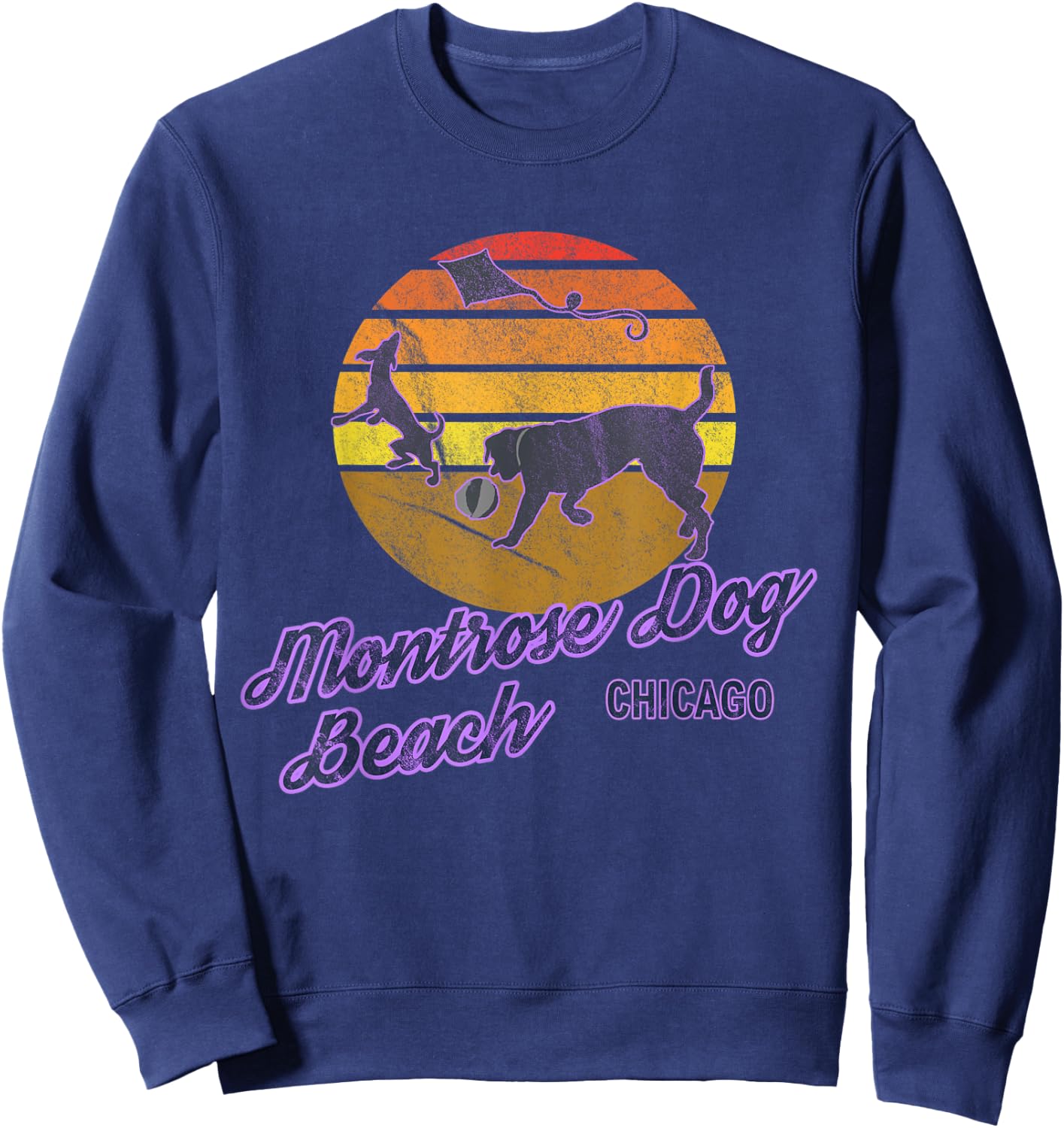 Montrose Dog Beach Chicago Illinois USA Dog Walkers Sweatshirt - Sweatshirt | Navy