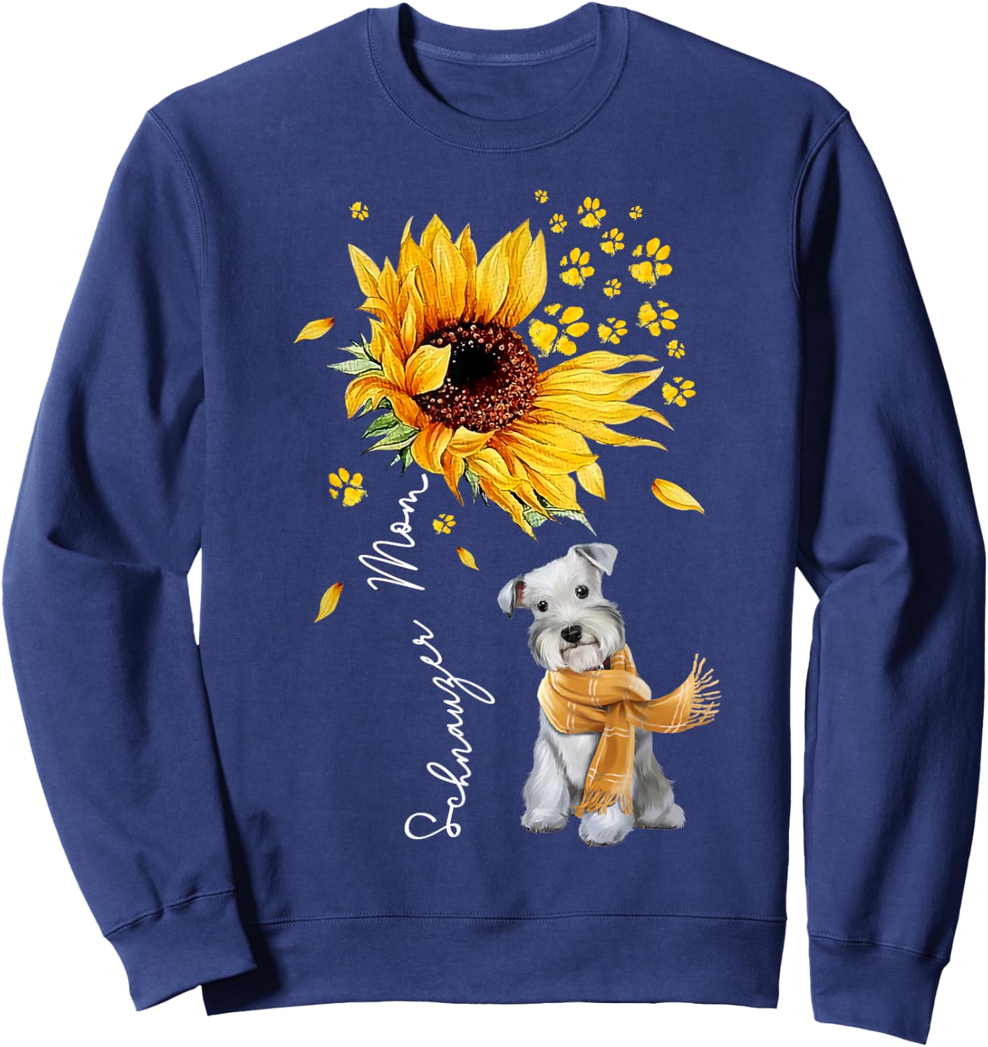 Sunflower Schnauzer Mom Dog Lover Gifts Sweatshirt - Sweatshirt | Navy