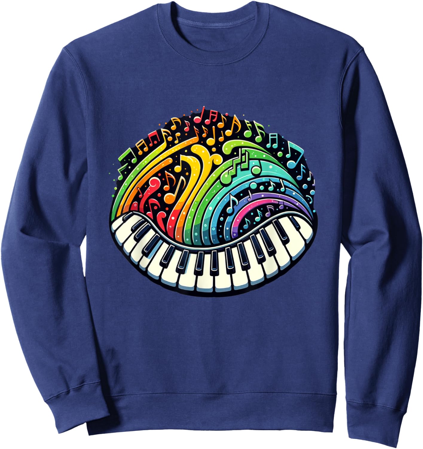 Cool Piano Colorful Keyboard Music Notes Musician Pianist Sweatshirt - Sweatshirt | Navy