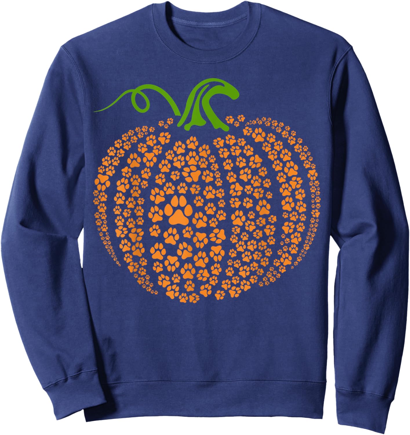 Dog Paw Print Pumpkin Autumn Fall Animal Lover Halloween Women Kids Sweatshirt - Sweatshirt | Navy