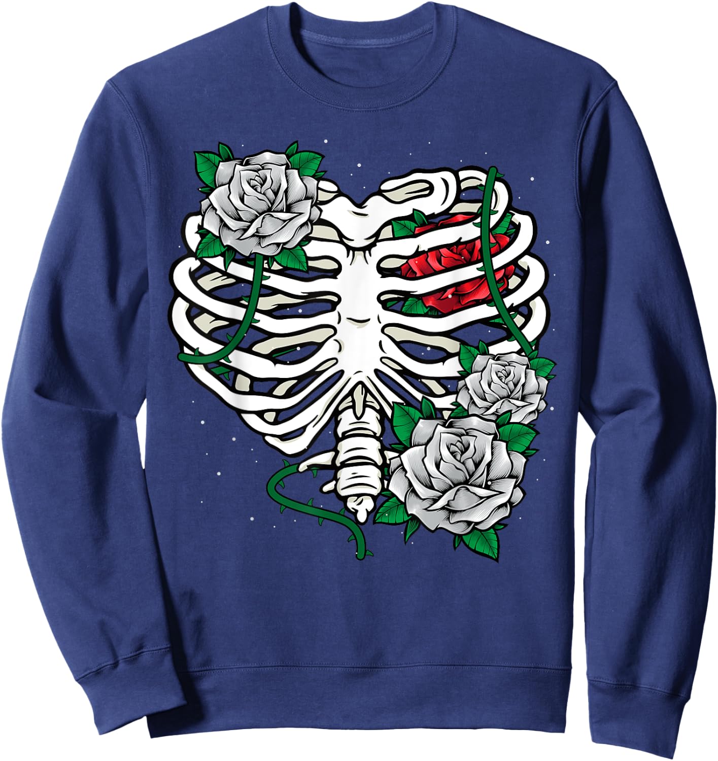 Skeleton Rib Cage With Flowers Halloween XRay Skeleton Candy Sweatshirt - Sweatshirt | Navy