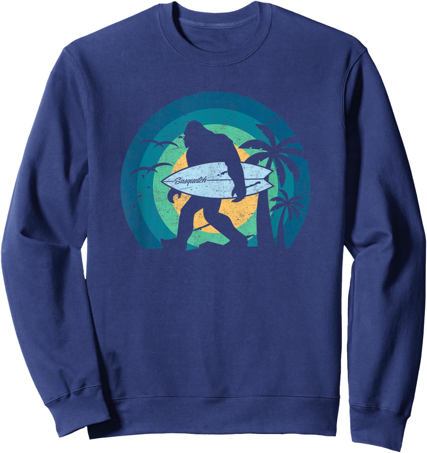 Bigfoot Surfing Shirt Funny Sasquatch Yeti Surf Men Kids Sweatshirt - Sweatshirt | Navy