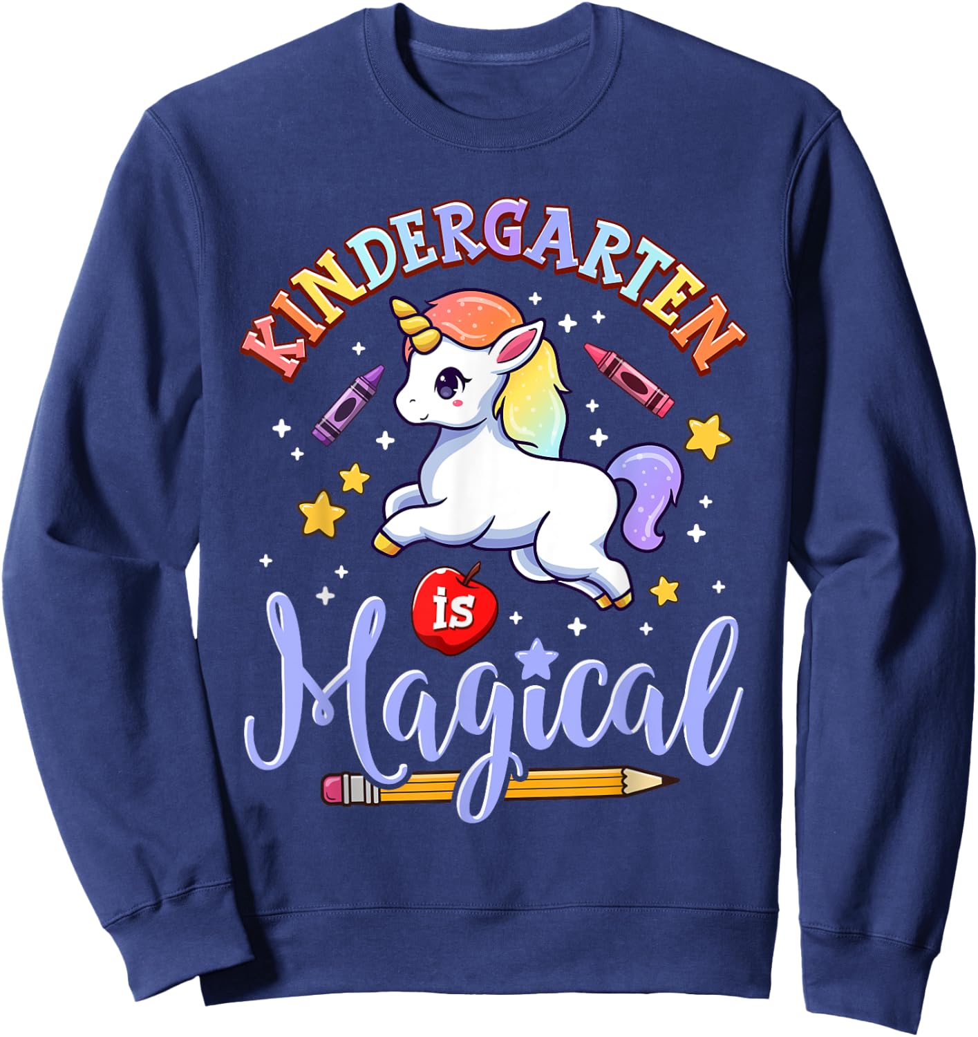 Cute Unicorn Kindergarten Is Magical Teacher Women Girl Sweatshirt - Sweatshirt | Navy
