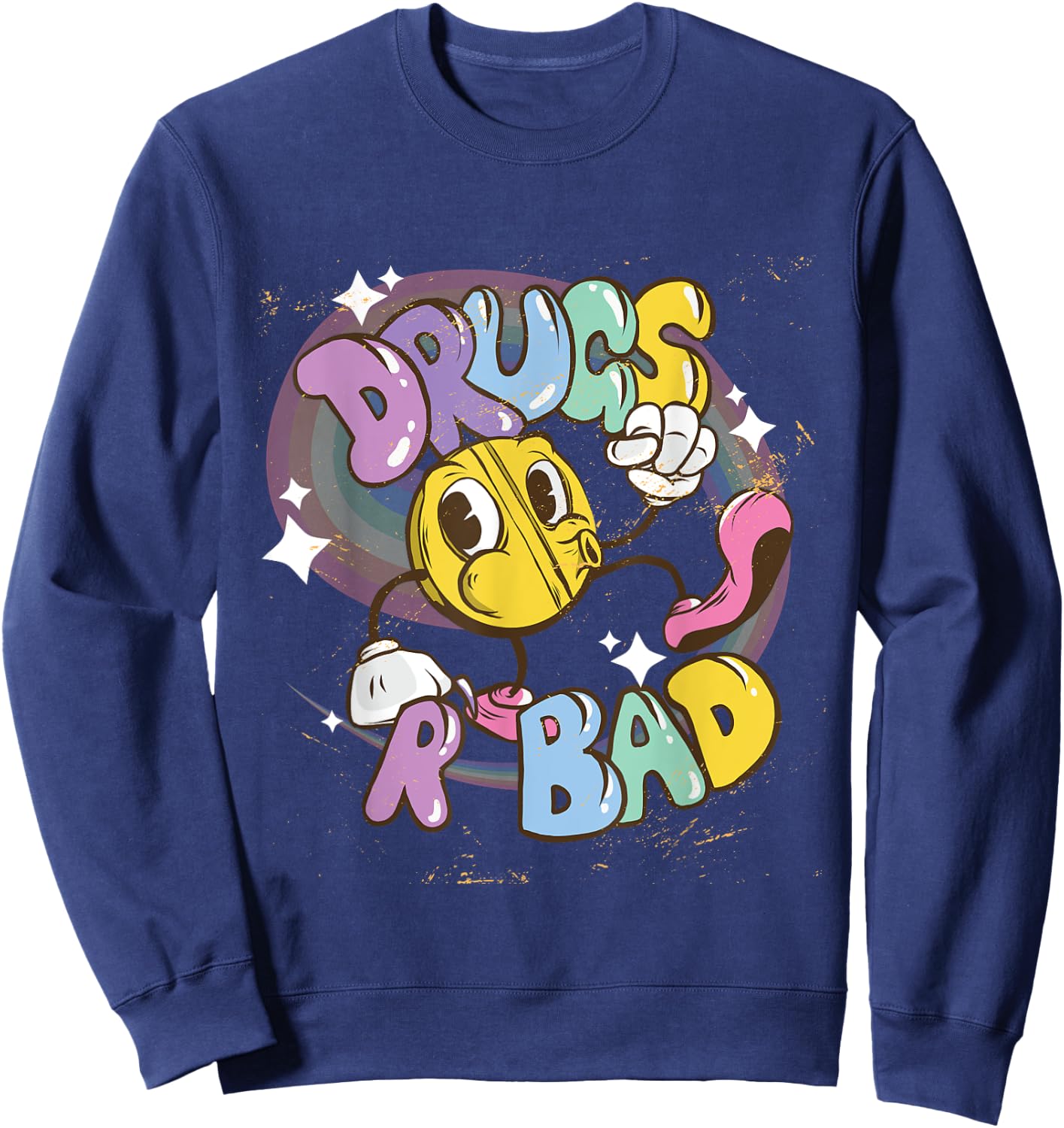 Funny Walking Pill Drugs Are Bad Sweatshirt - Sweatshirt | Navy