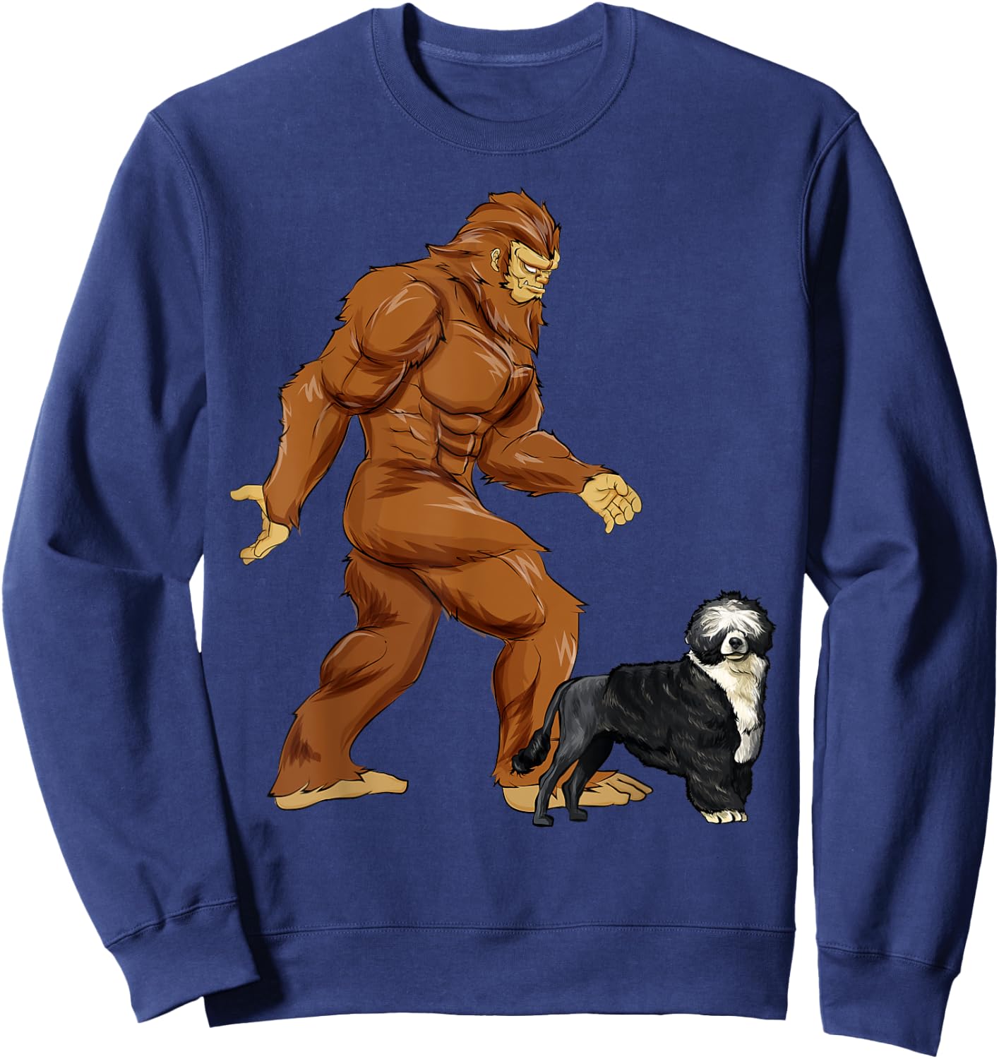 Funny Bigfoot Walking Portuguese Water Dog Sasquatch Dog Women Kids Sweatshirt - Sweatshirt | Navy