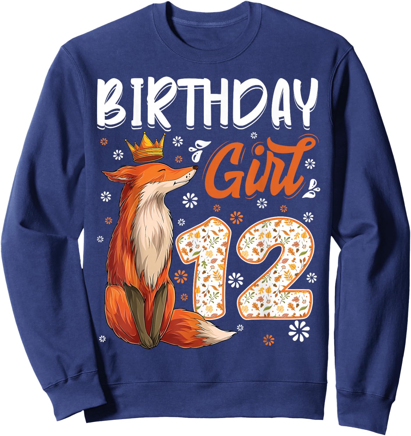 Fox Animal Lovers 12th Birthday Girl Fox B-day 12 year old Sweatshirt - Sweatshirt | Navy