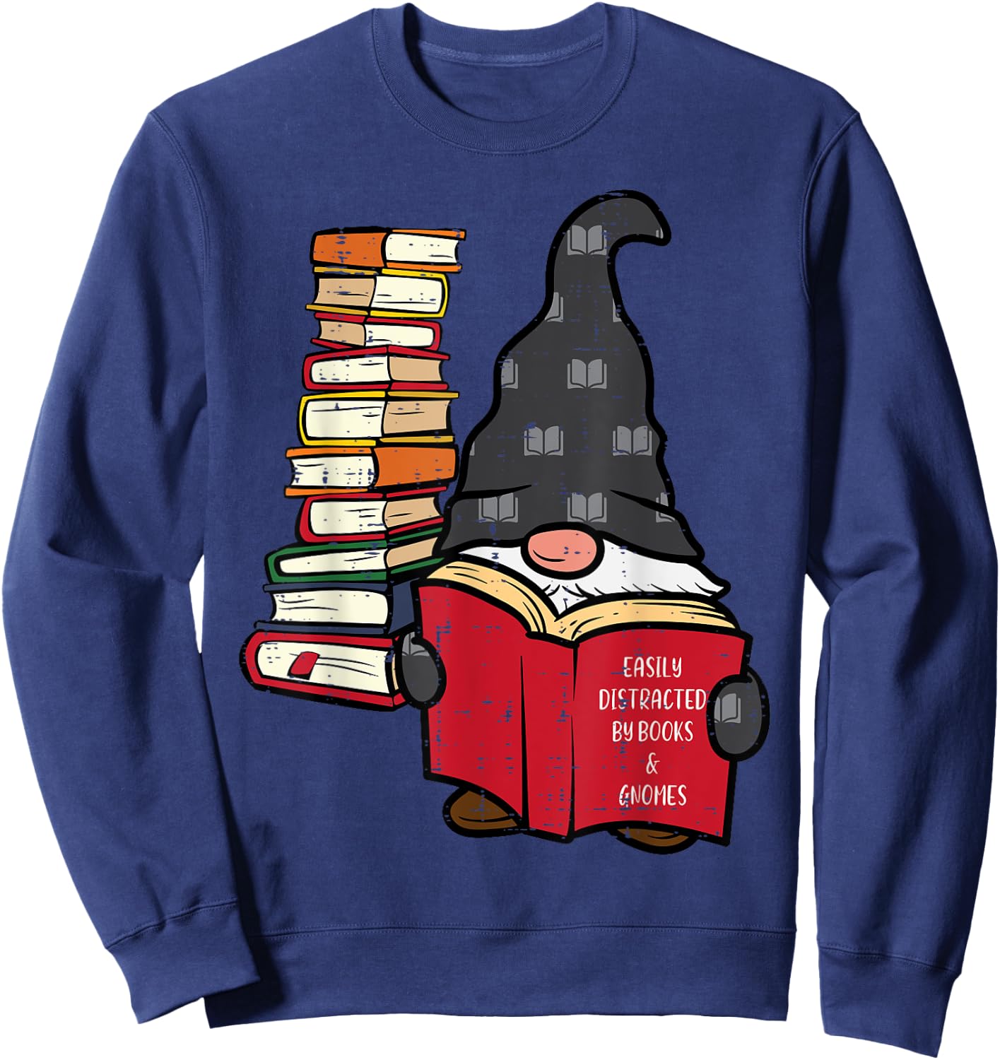Gnome Read Reading Book Librarian Across America Women Kids Sweatshirt - Sweatshirt | Navy