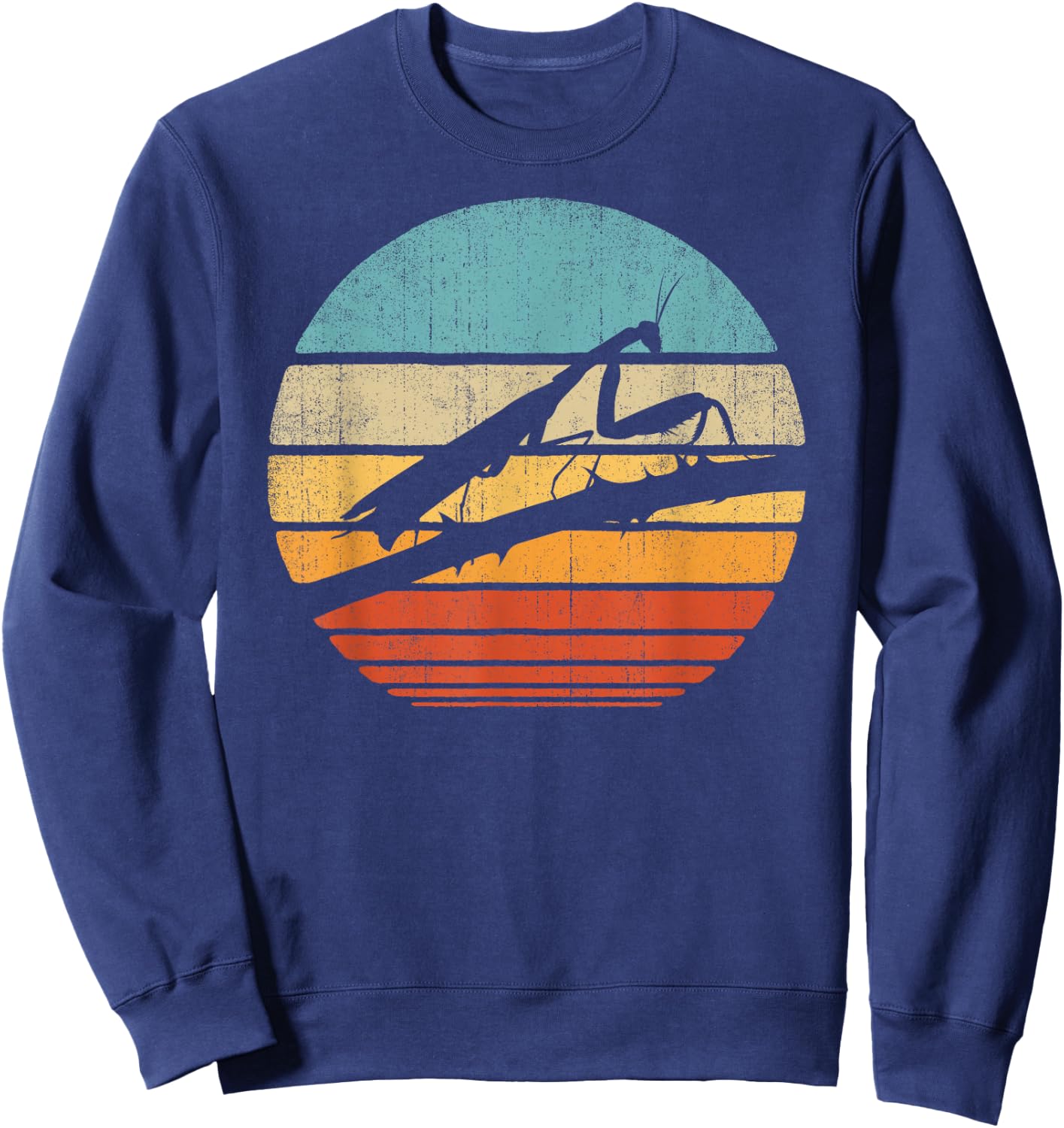 Praying Mantis Retro Vintage 60s 70s Sunset Bug Insect Men Sweatshirt - Sweatshirt | Navy