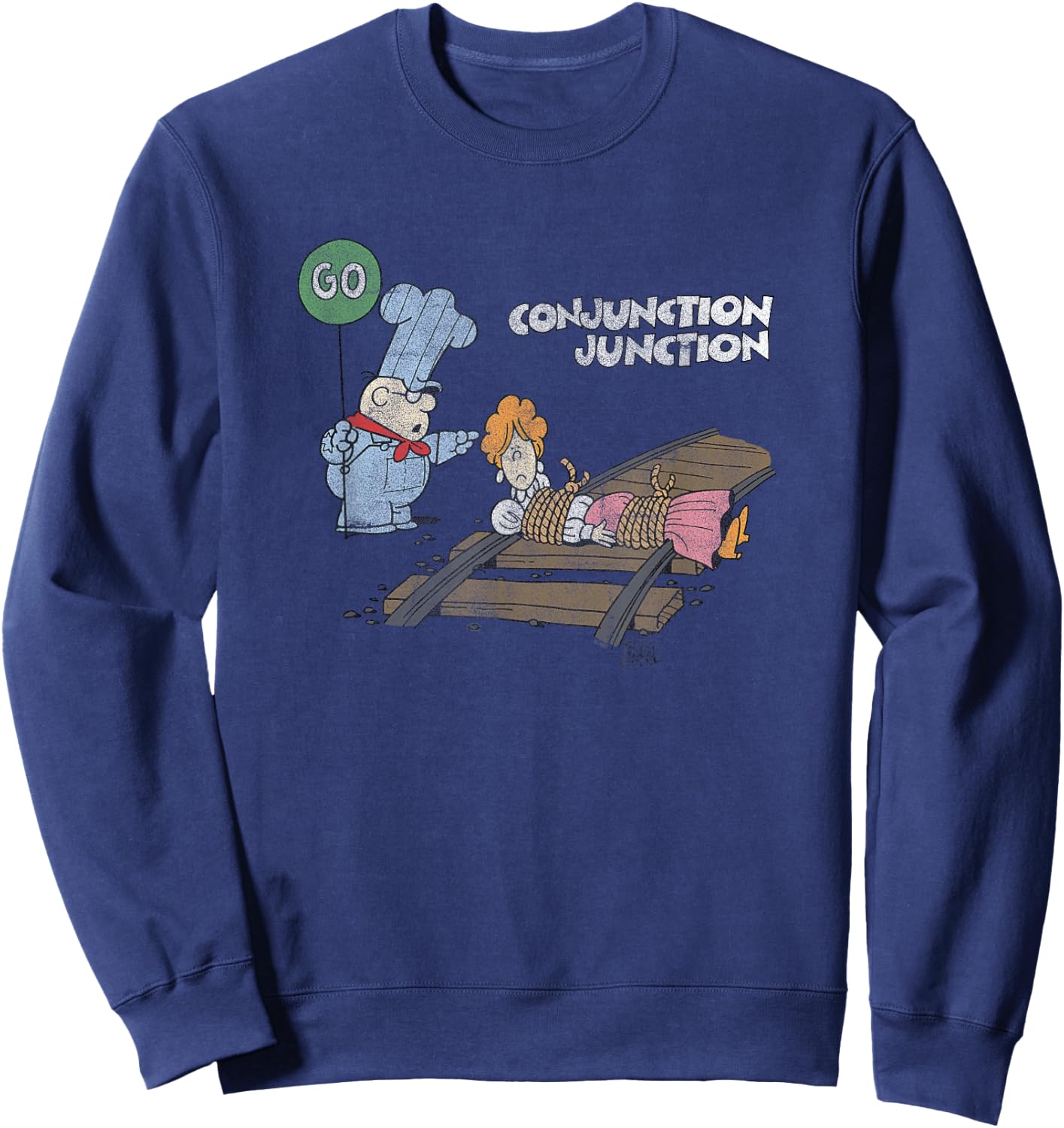 Schoolhouse Rock Conjunction Junction Railroad Vintage Sweatshirt - Sweatshirt | Navy