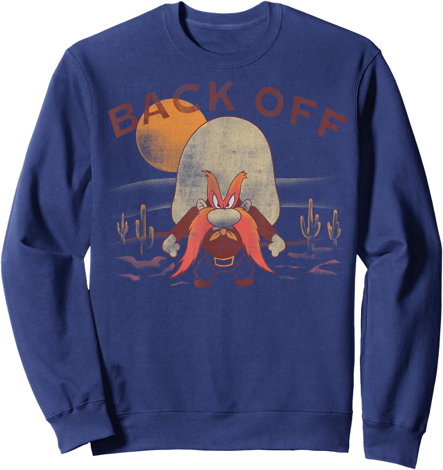 Looney Tunes Yosemite Sam Back Off Desert Portrait Sweatshirt - Sweatshirt | Navy