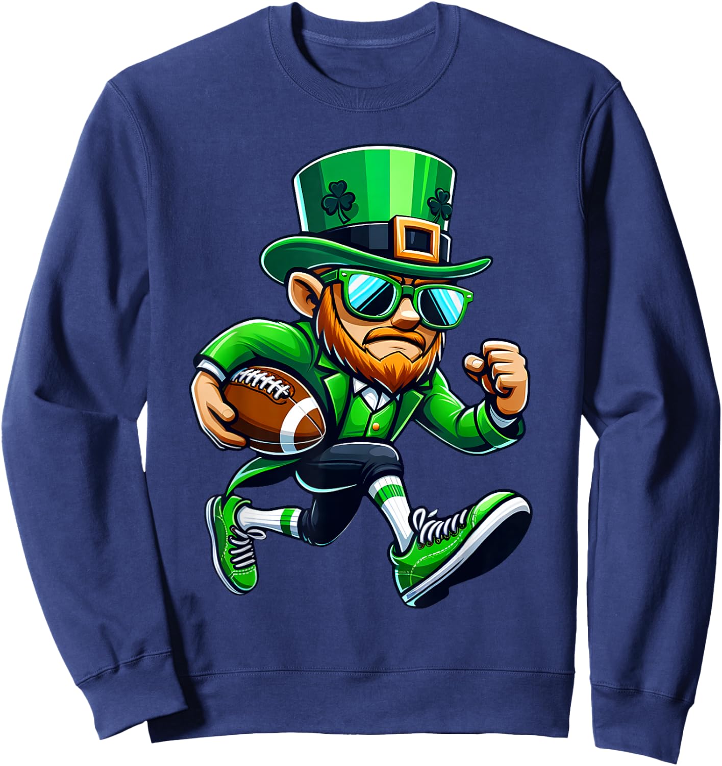 Leprechaun Playing Football St Patricks Day Sport Boys Sweatshirt - Sweatshirt | Navy