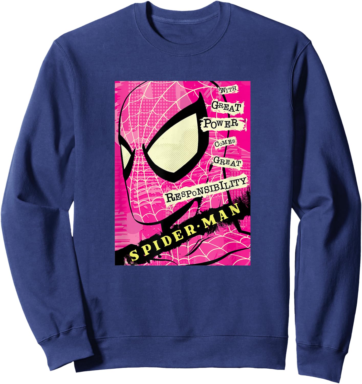 Marvel Spider-Man Great Power Great Responsibility Poster Sweatshirt - Sweatshirt | Navy