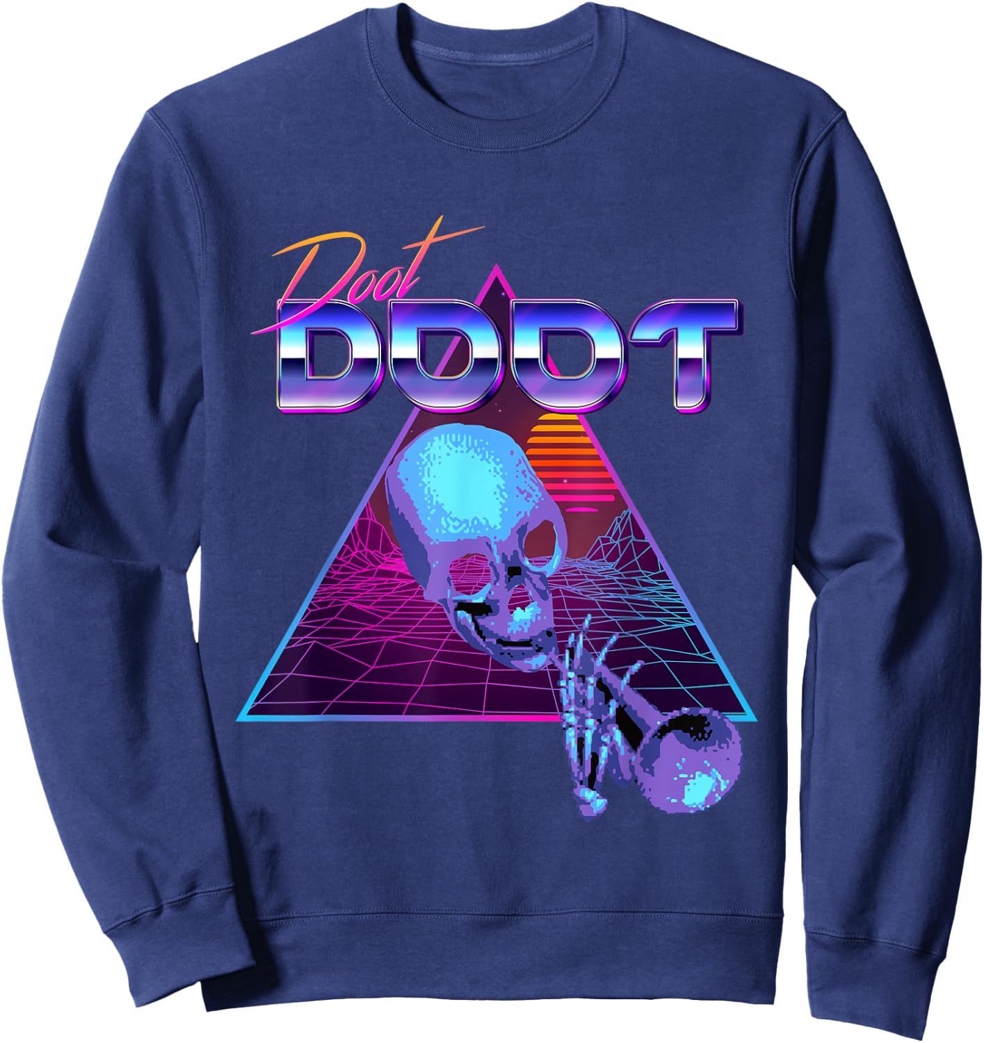 Doot Doot Mr Skeltal Synthwave Streetwear Sweatshirt - Sweatshirt | Navy