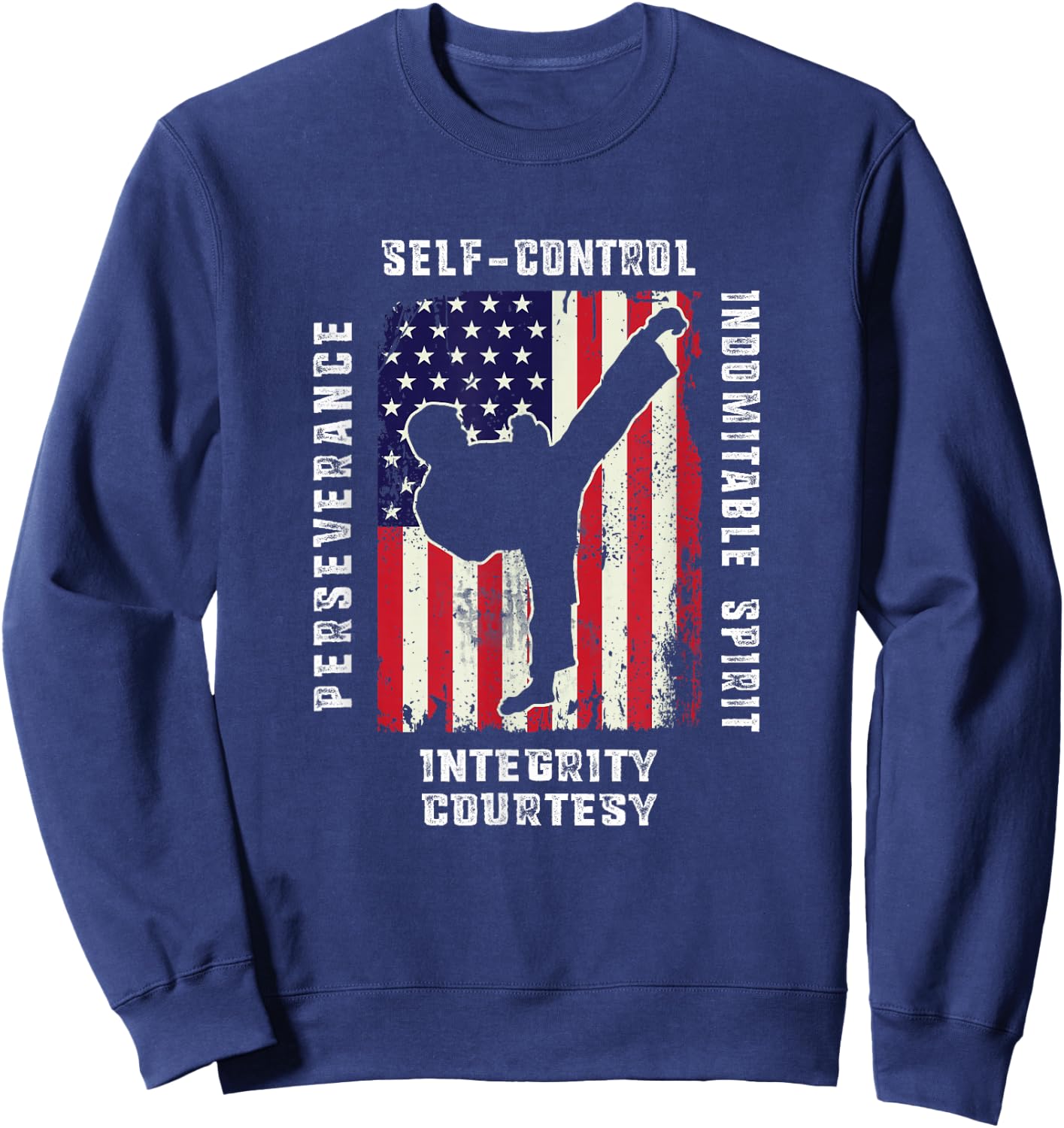 Cool American Flag Taekwondo Gift | Tae Kwon Do Martial Arts Small Sweatshirt - Sweatshirt | Navy