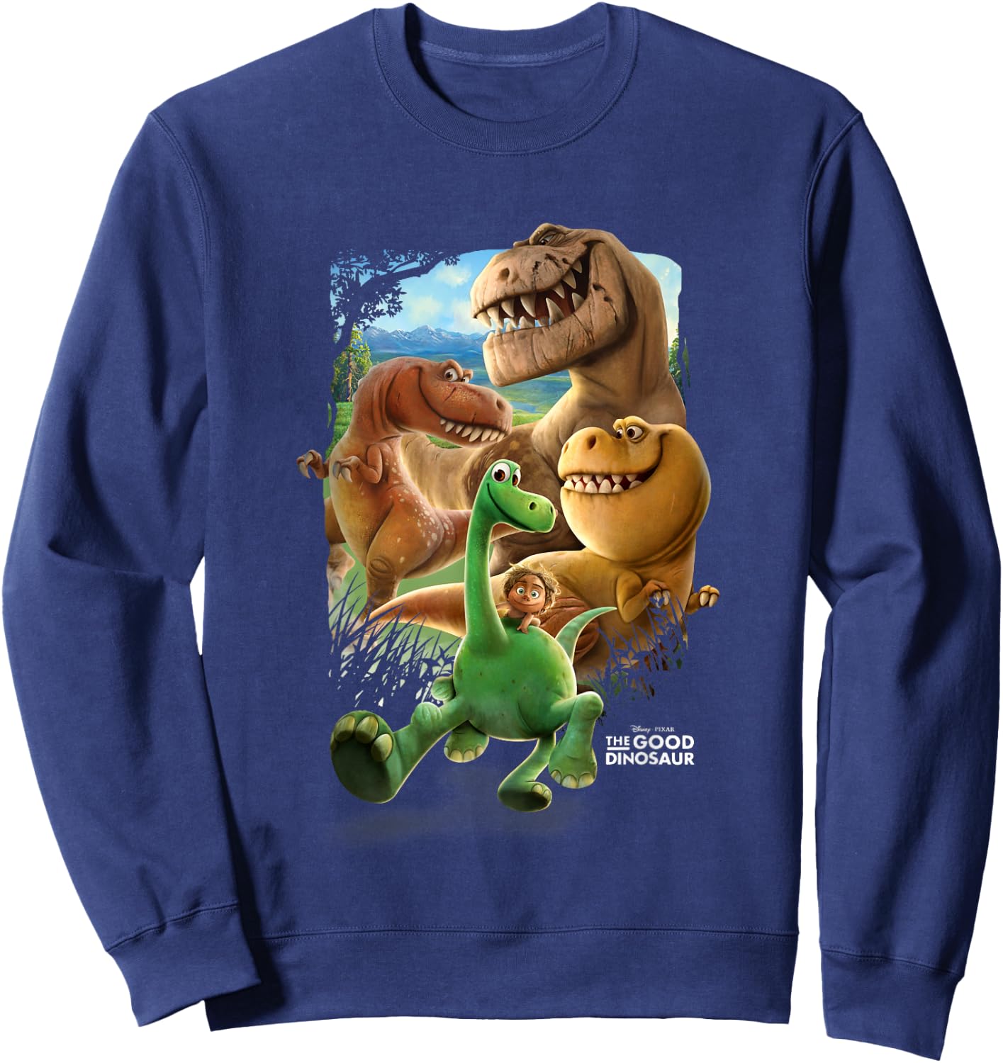 Disney Pixar The Good Dinosaur Main Characters Chest Poster Sweatshirt - Sweatshirt | Navy