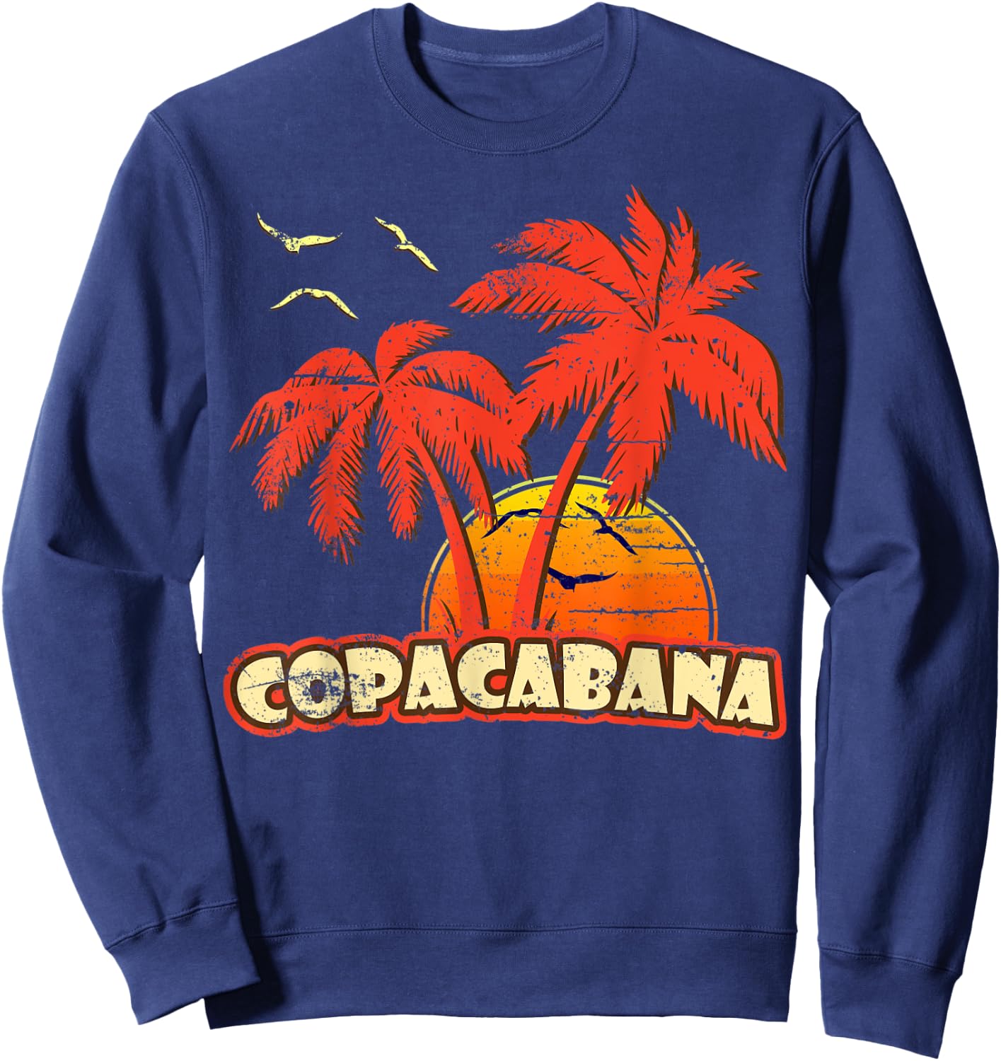 Copacabana Summer Palm Trees 80s Beach Sunset Men Women Kids Sweatshirt - Sweatshirt | Navy