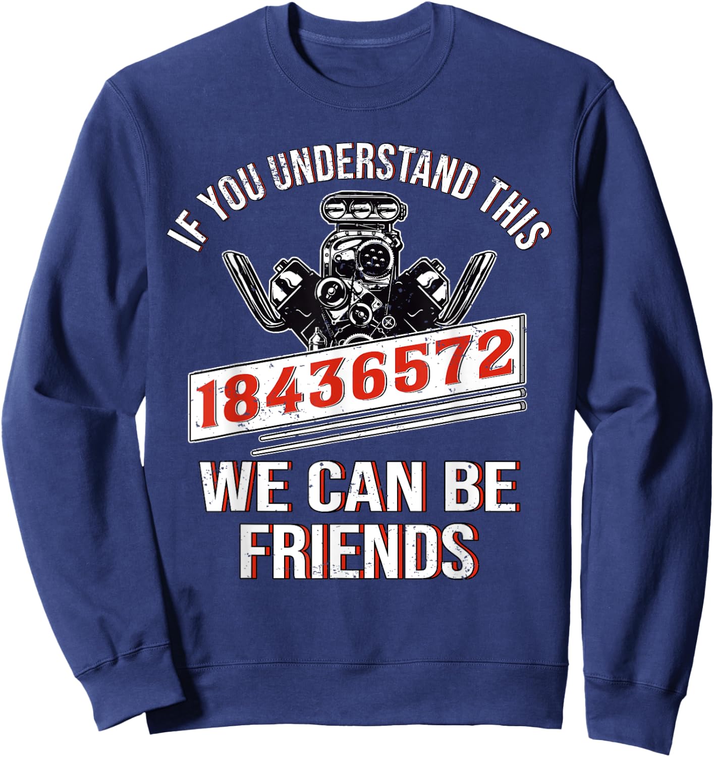 Mechanic Car Mechanic 18436572 V8 Mechanic Sweatshirt - Sweatshirt | Navy