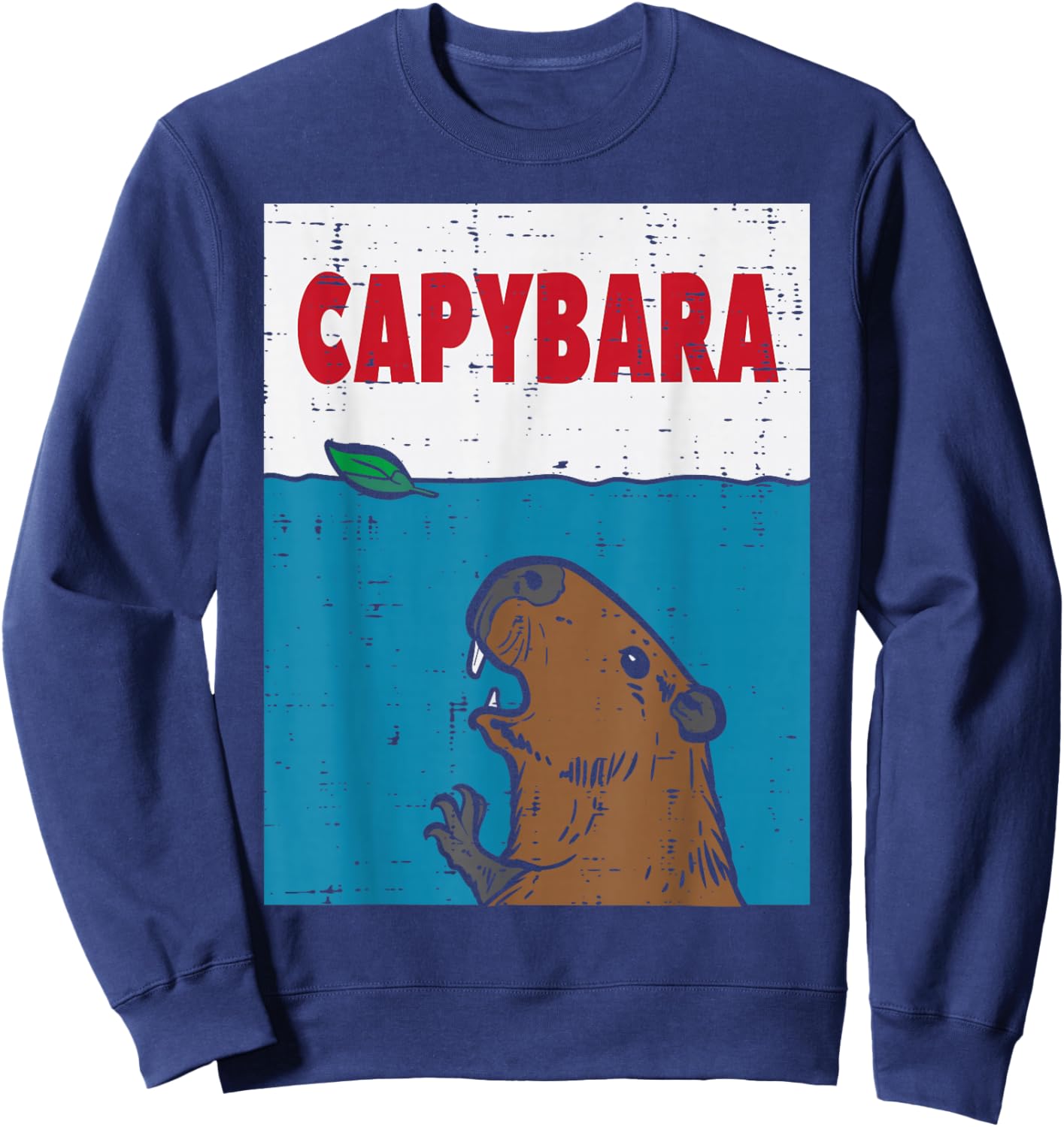 Capybara Jaws Funny Capy Rodent Parody Men Women Kids Youth Sweatshirt - Sweatshirt | Navy
