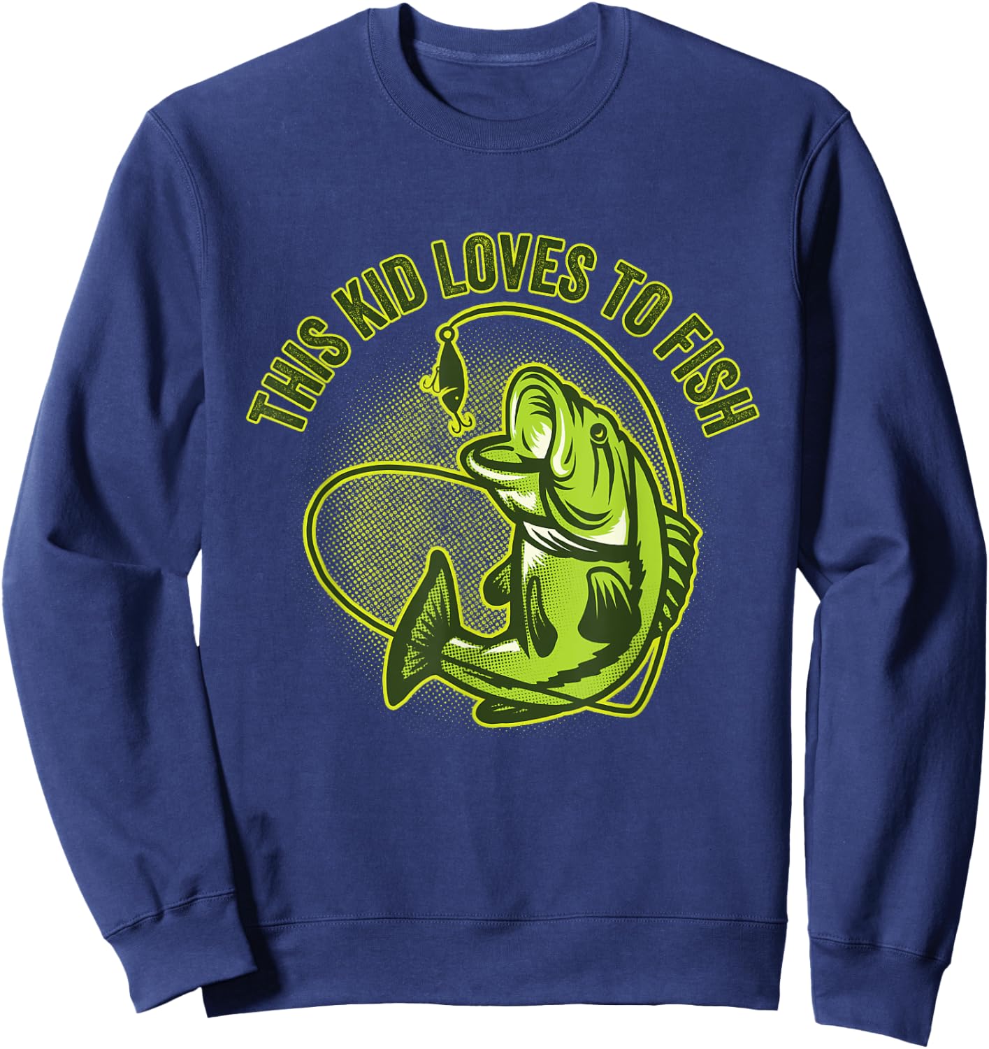 This Kid Loves To Fish Heart Fishing Gift Sweatshirt - Sweatshirt | Navy