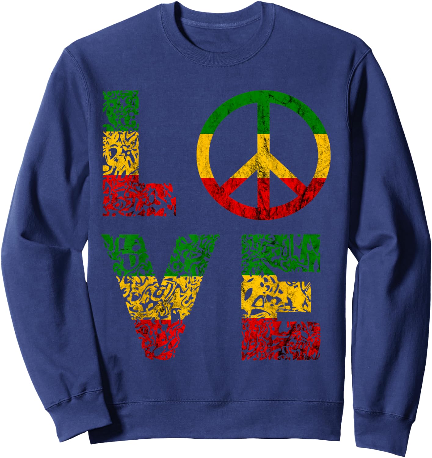 Reggae Peace Love Hippie Rasta Reggae Music Jamaica Sweatshirt - Sweatshirt | Navy
