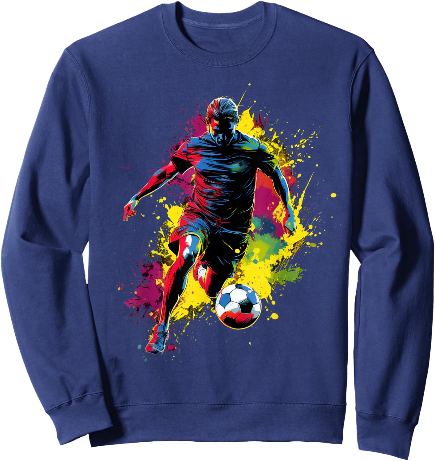 Colorful Soccer player Boy on Soccer Sweatshirt - Sweatshirt | Navy