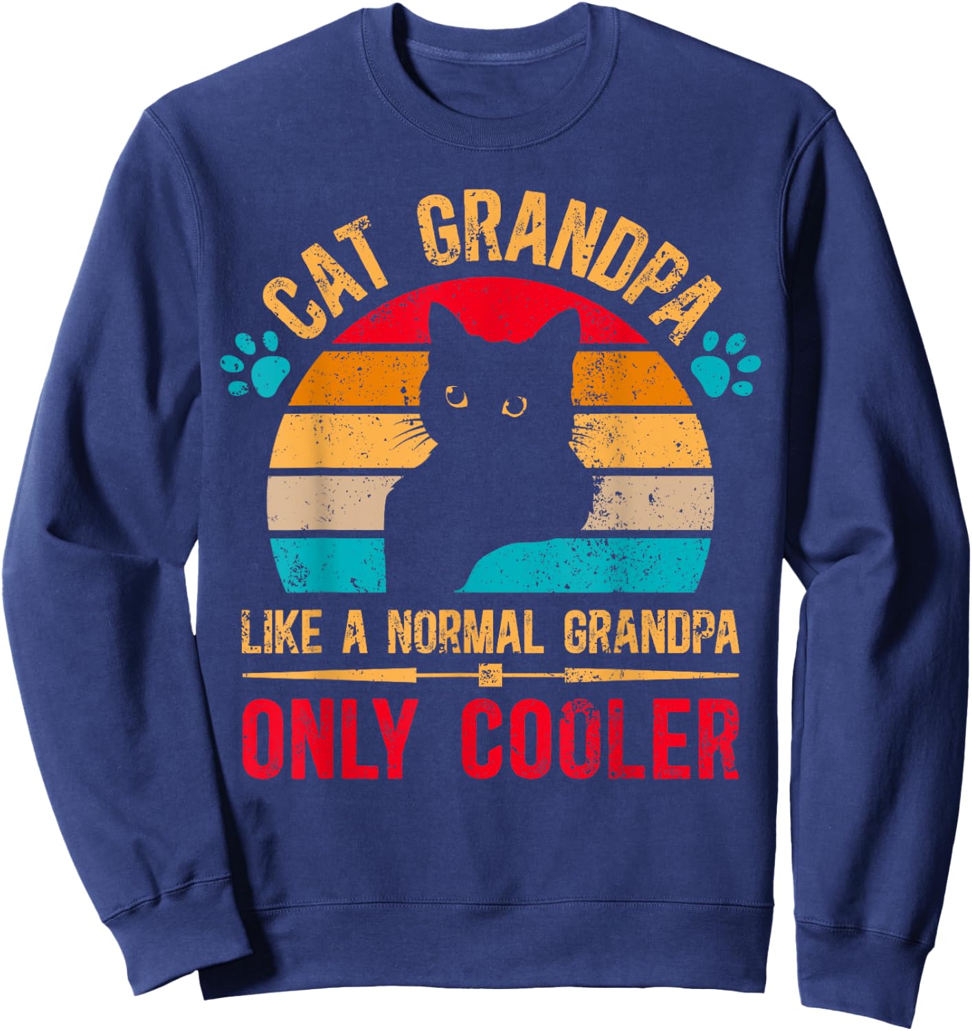 Cat Grandpa Cooler Cat Lover Grandpa Cat Grandfather Sweatshirt - Sweatshirt | Navy