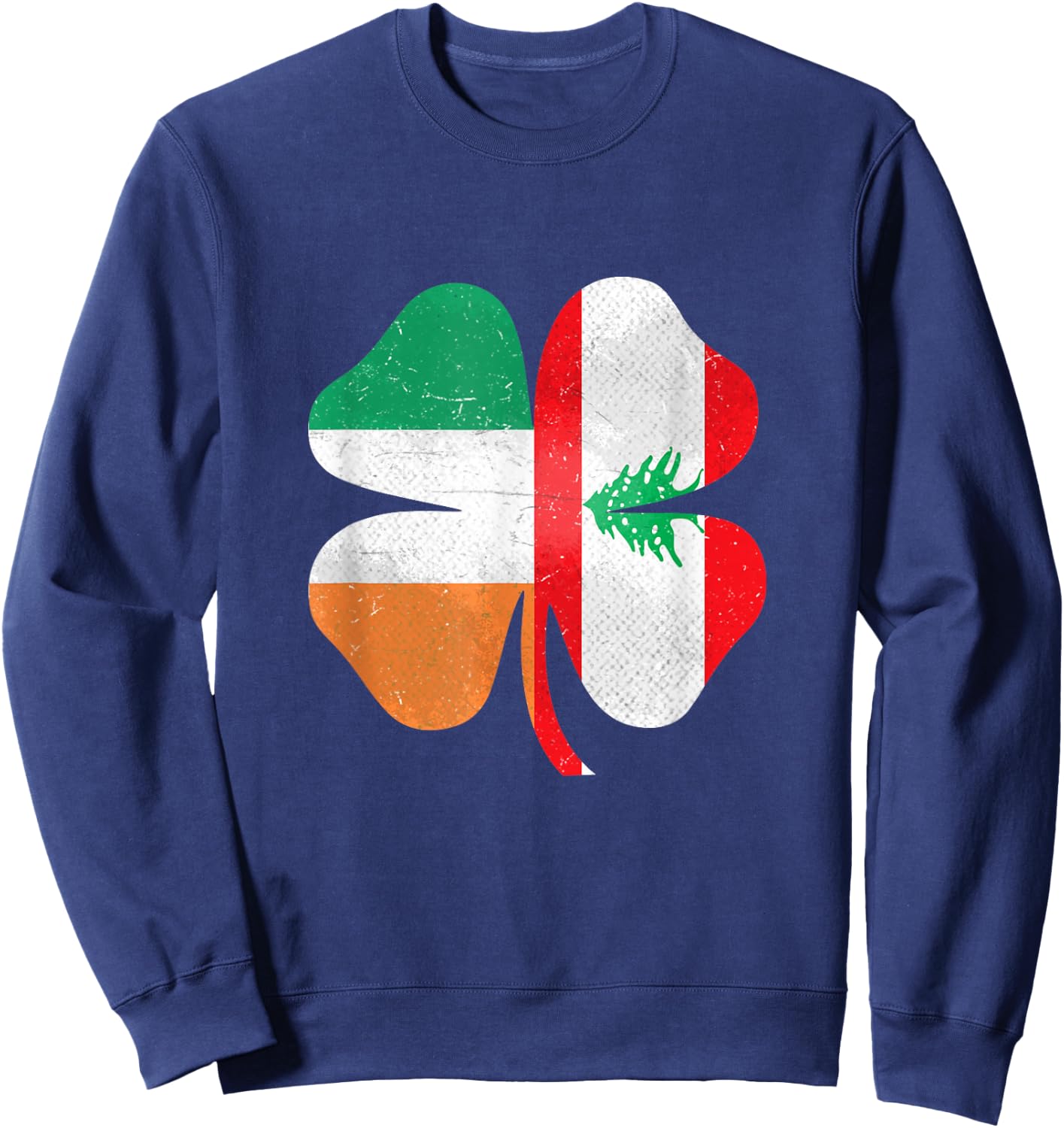 Lebanese Irish Shamrock Lebanon Ireland St. Patrick's Day Sweatshirt - Sweatshirt | Navy