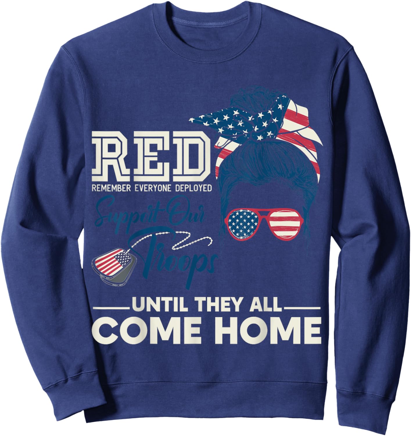 On Friday We Wear Red Friday Military Support Troops Sweatshirt - Sweatshirt | Navy