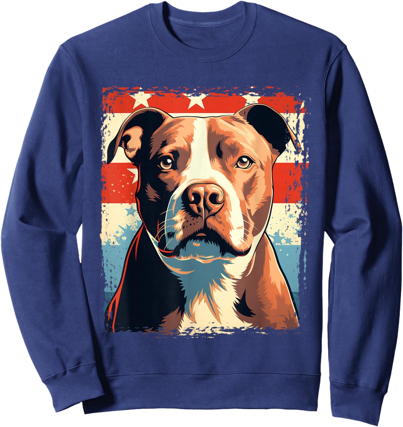 American Pitbull Terrier USA Pop Art Portrait for Dog Owners Sweatshirt - Sweatshirt | Navy