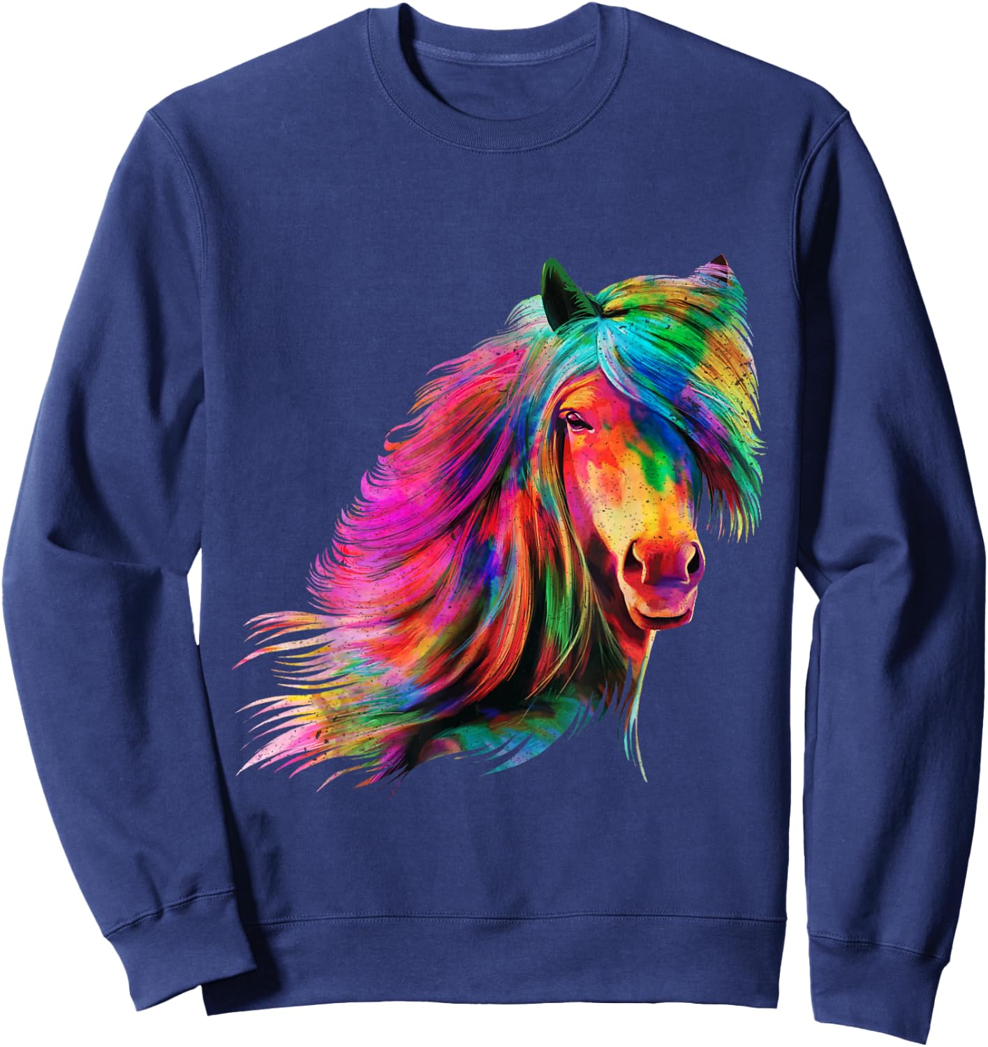 Horse Rainbow Watercolour Artistic Horse Design Sweatshirt - Sweatshirt | Navy