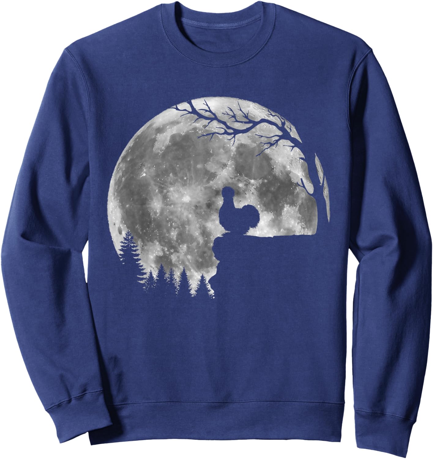 Silkie Chicken Moon Silhouette Funny Lazy Halloween Costume Sweatshirt - Sweatshirt | Navy