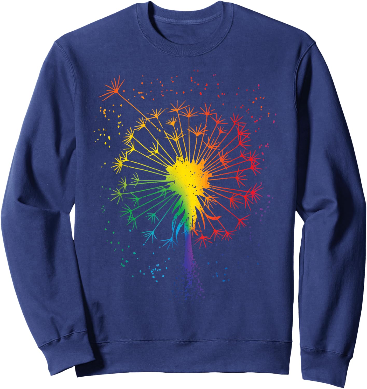 Just Dandelion Dandelion Garden Breathe Rainbow Flower Sweatshirt - Sweatshirt | Navy